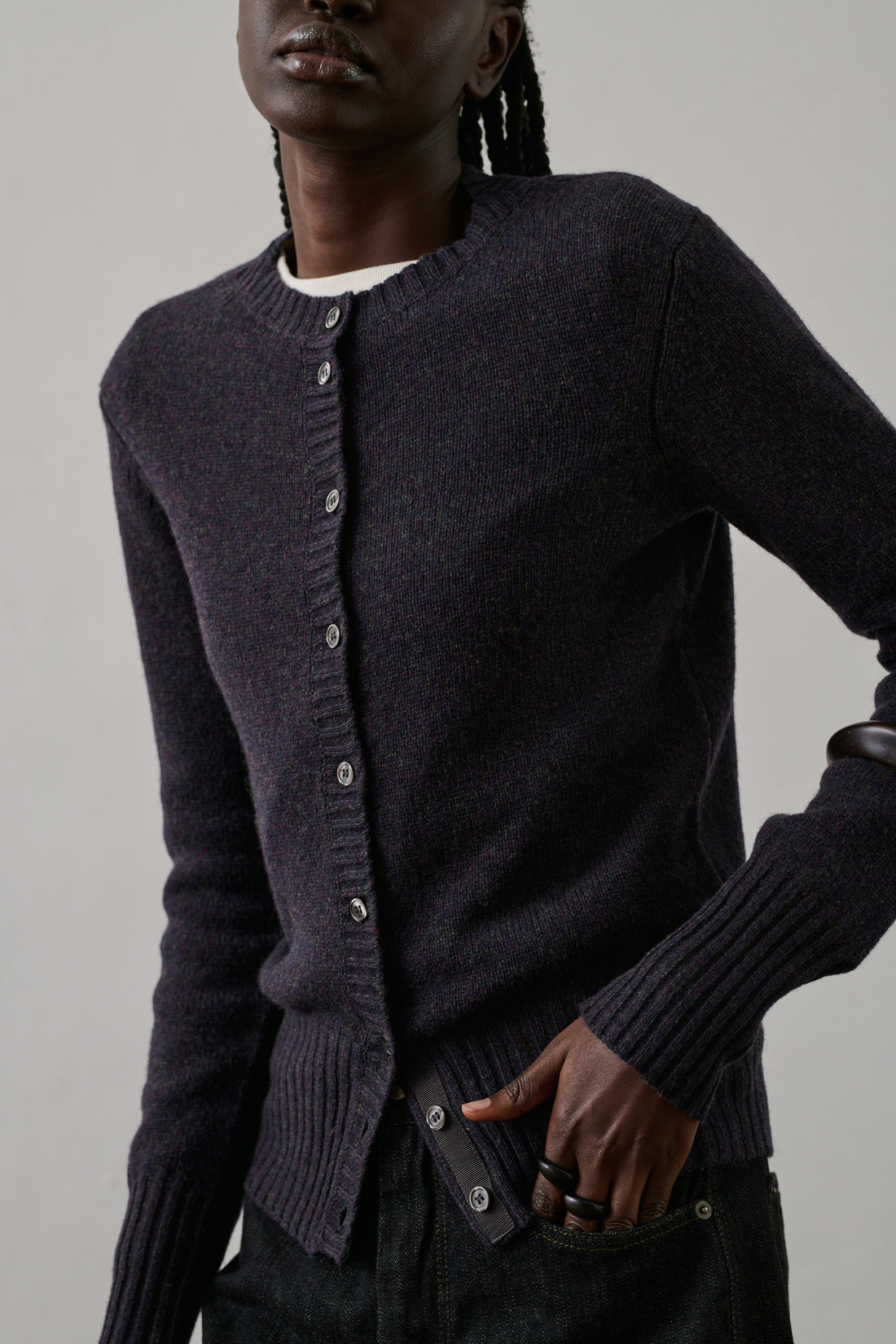 Cardigan Fugu - Aubergine - Laine - Femme