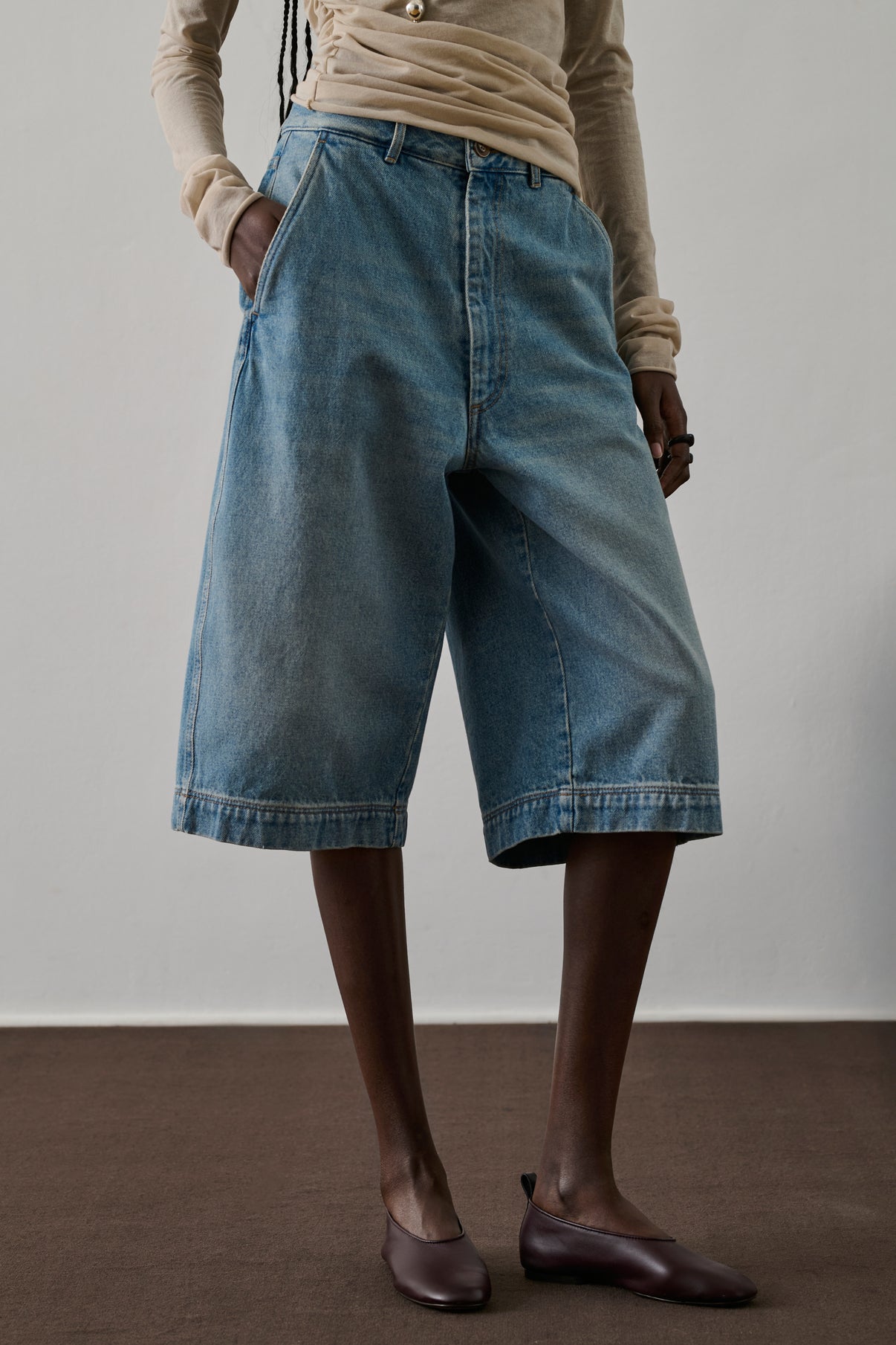 Bermuda Francis - Denim Bleu Délavé - Coton - Femme vue 4