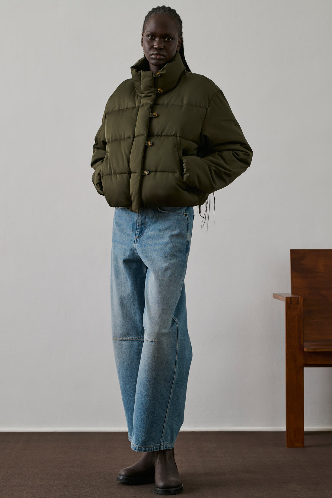 Flore Down Jacket Khaki Woman - Main Image