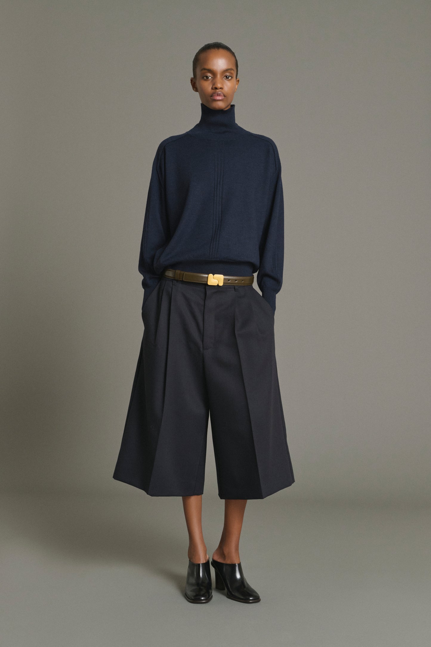 Nord Navy Merino Wool Oversized Roll collar Pullover - Soeur