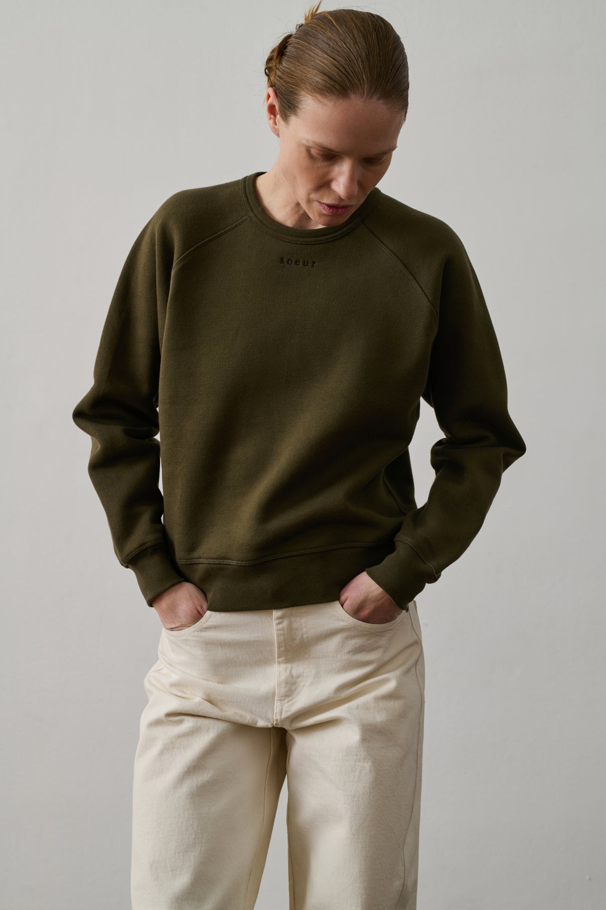 Sweatshirt Artemis - Kaki Foncé - Coton - Femme vue 2