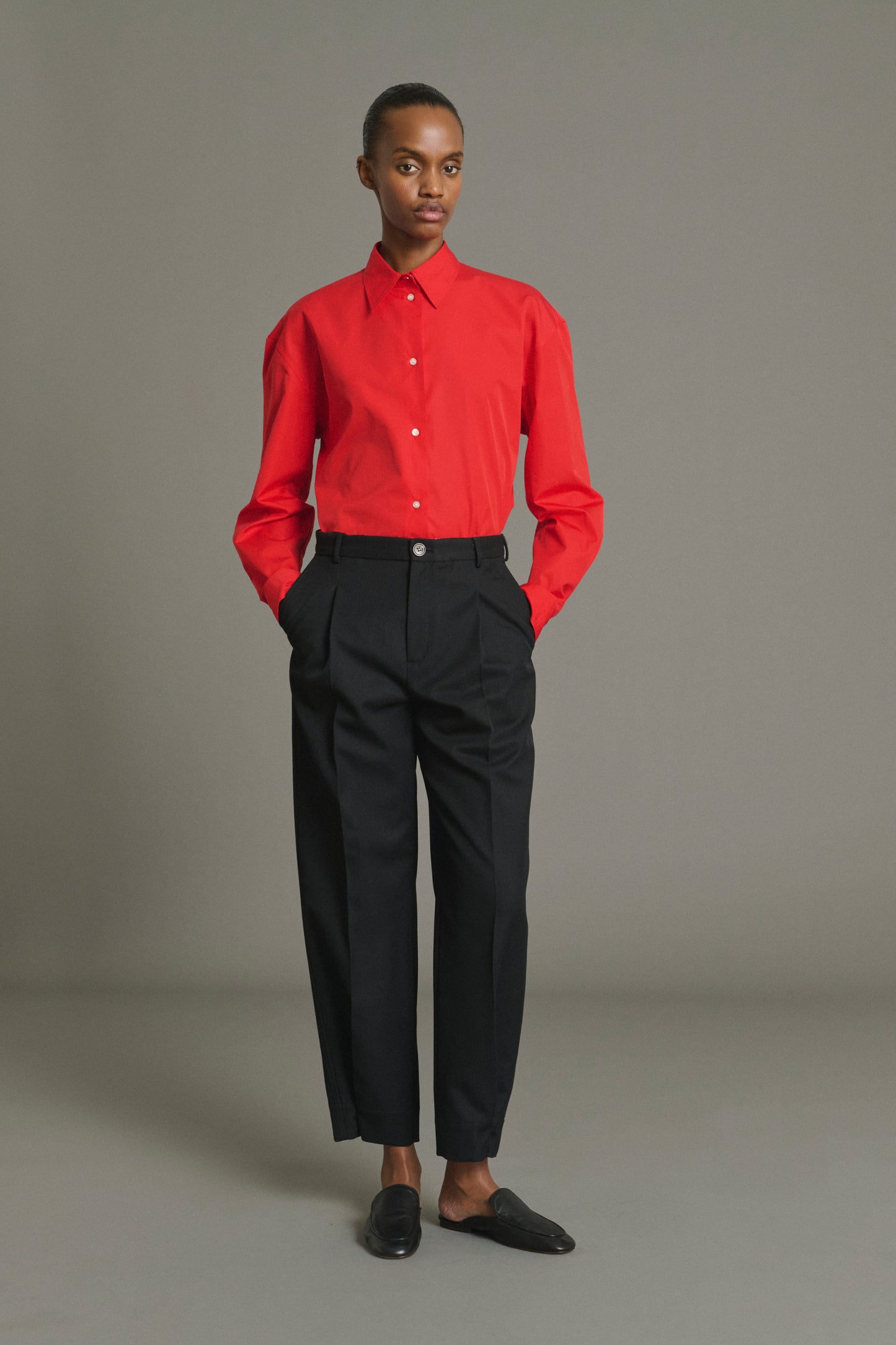 Pantalon Felix - Noir Laine à Pinces Femme - Soeur