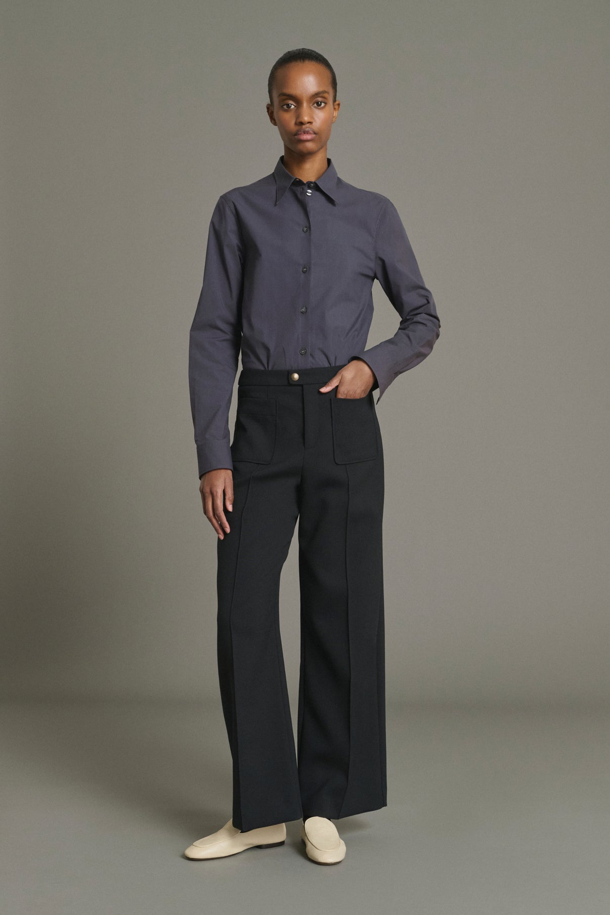 Pantalon Harry - Noir Laine Évasé 7/8e Femme - Soeur vue 5