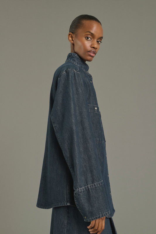Camisa Leslie - Azul gris - Algodón - Mujer