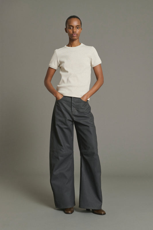 T-Shirt Aristide - Gris Jaspeado Algodón Orgánico Canalé Mujer - Soeur