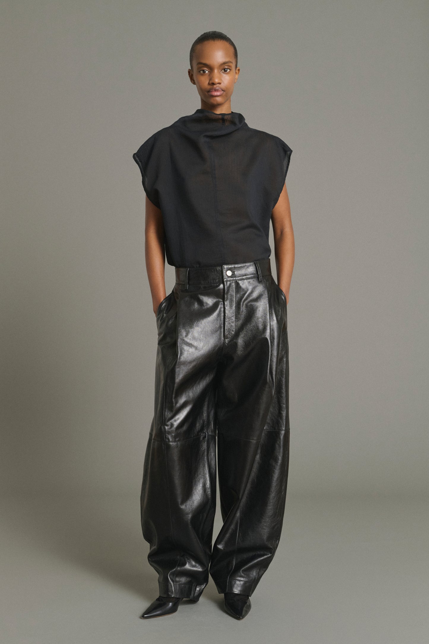 Pantalón Julien - Negro - Cuero - Mujer