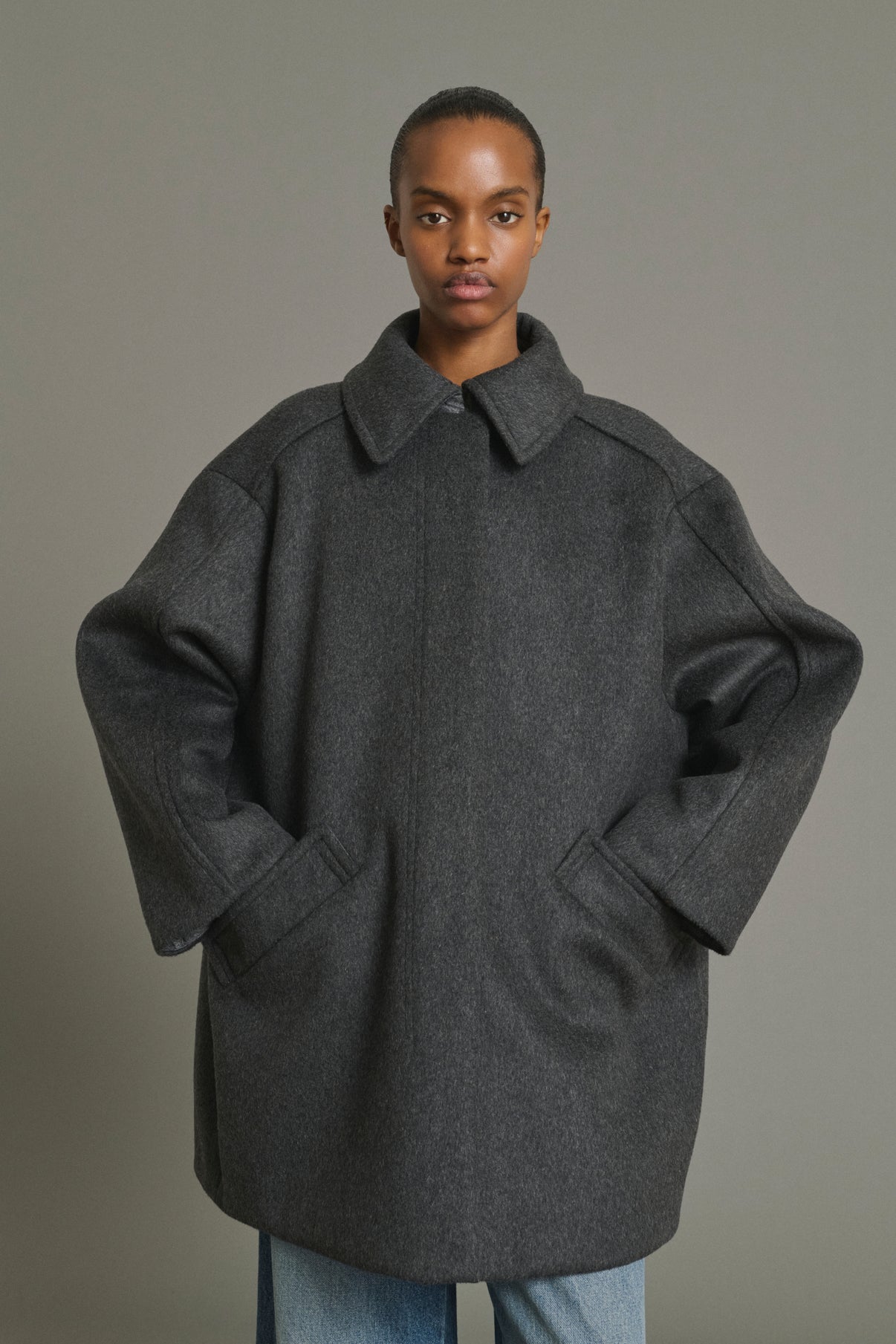 Manteau Kasper - Anthracite Chiné - Laine - Femme vue 3
