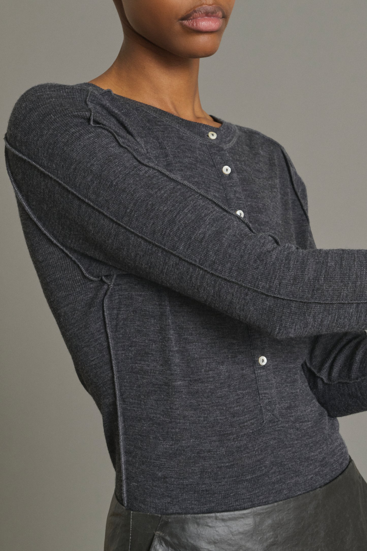 Camiseta Laos - Gris Antracita - Lana - Mujer