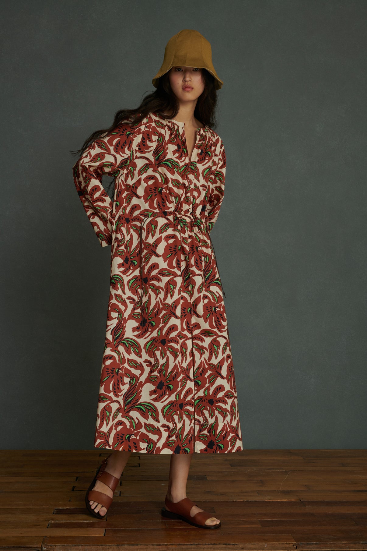 Robe Agnes - Terre Battue/Vert - Coton - Femme vue 2