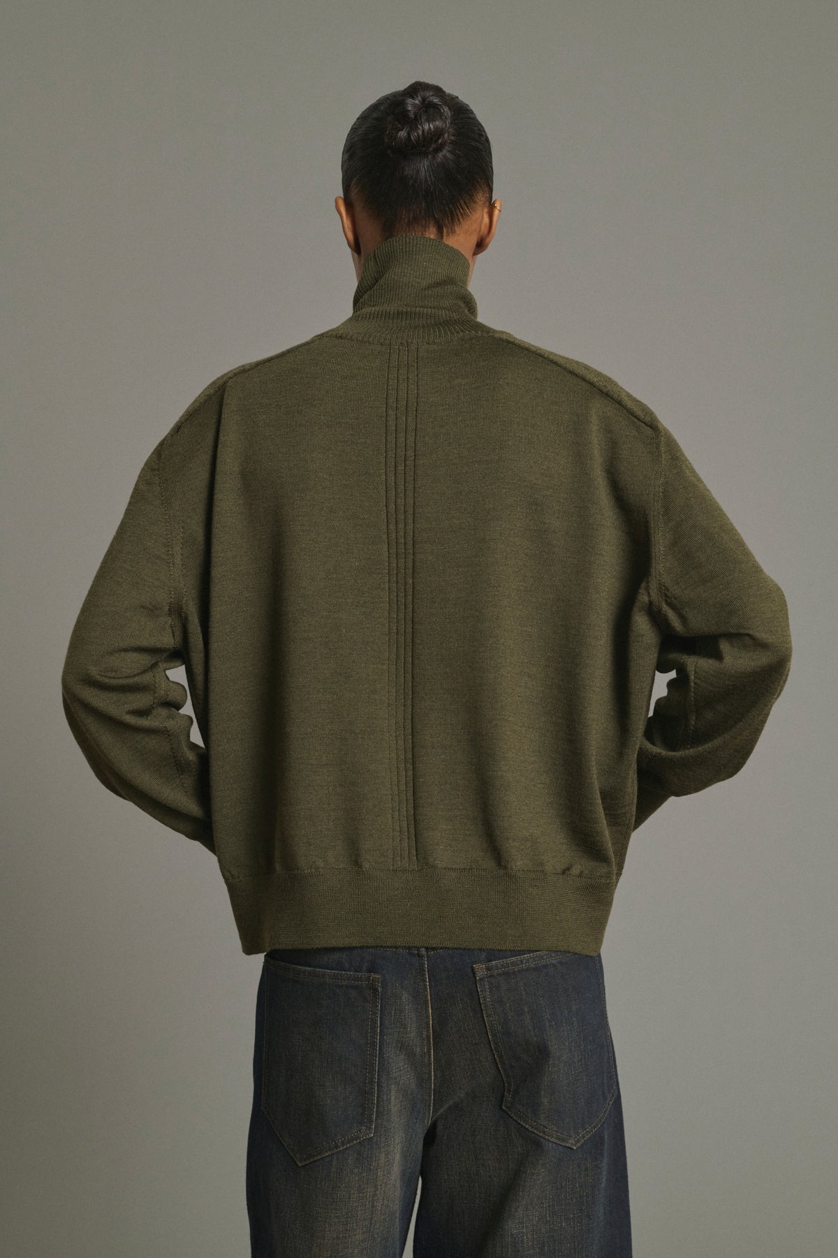 Pull Nord - Kaki Foncé - Laine Mérinos - Femme