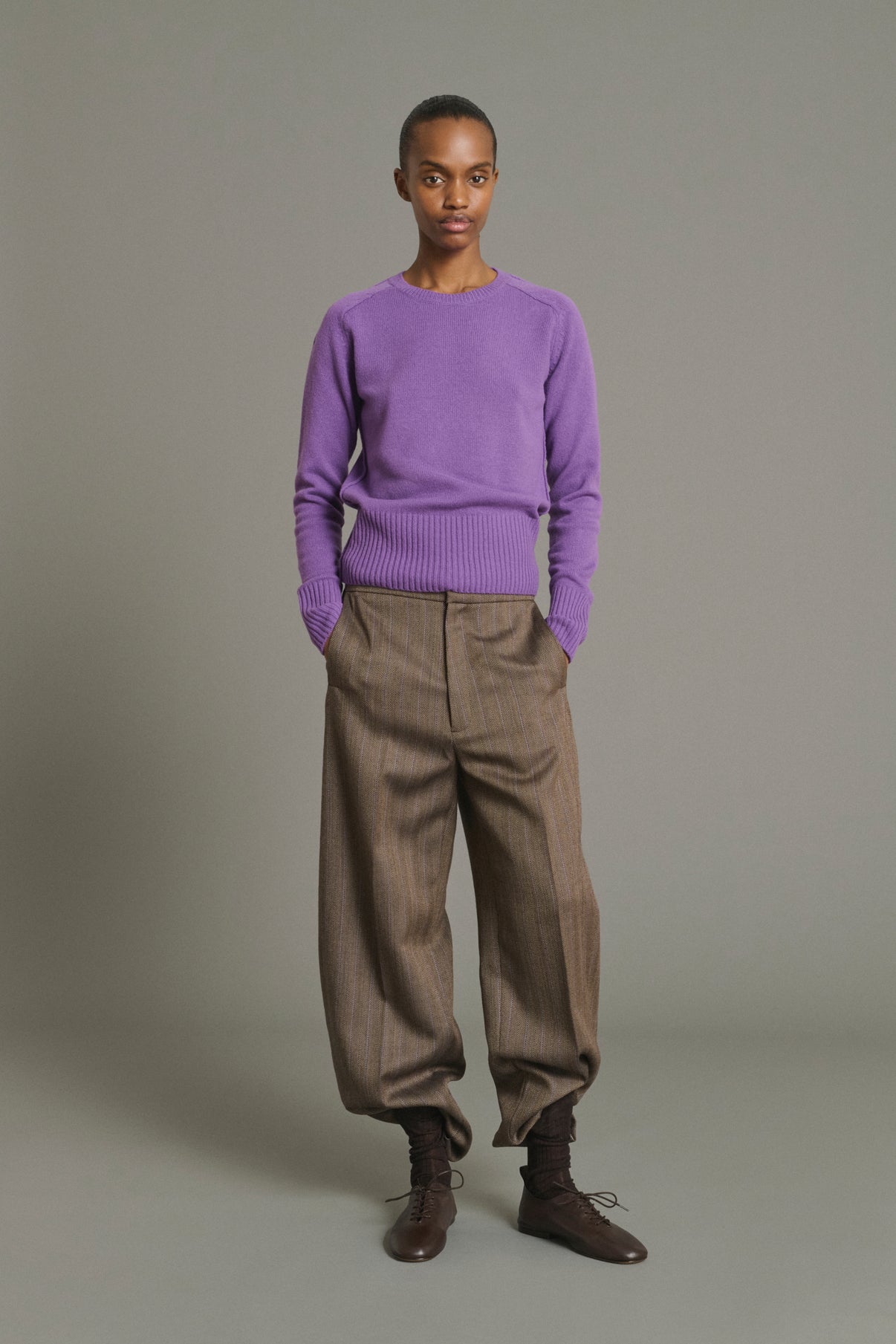 Pull Jamie - Violet - Laine Mérinos - Femme vue 1