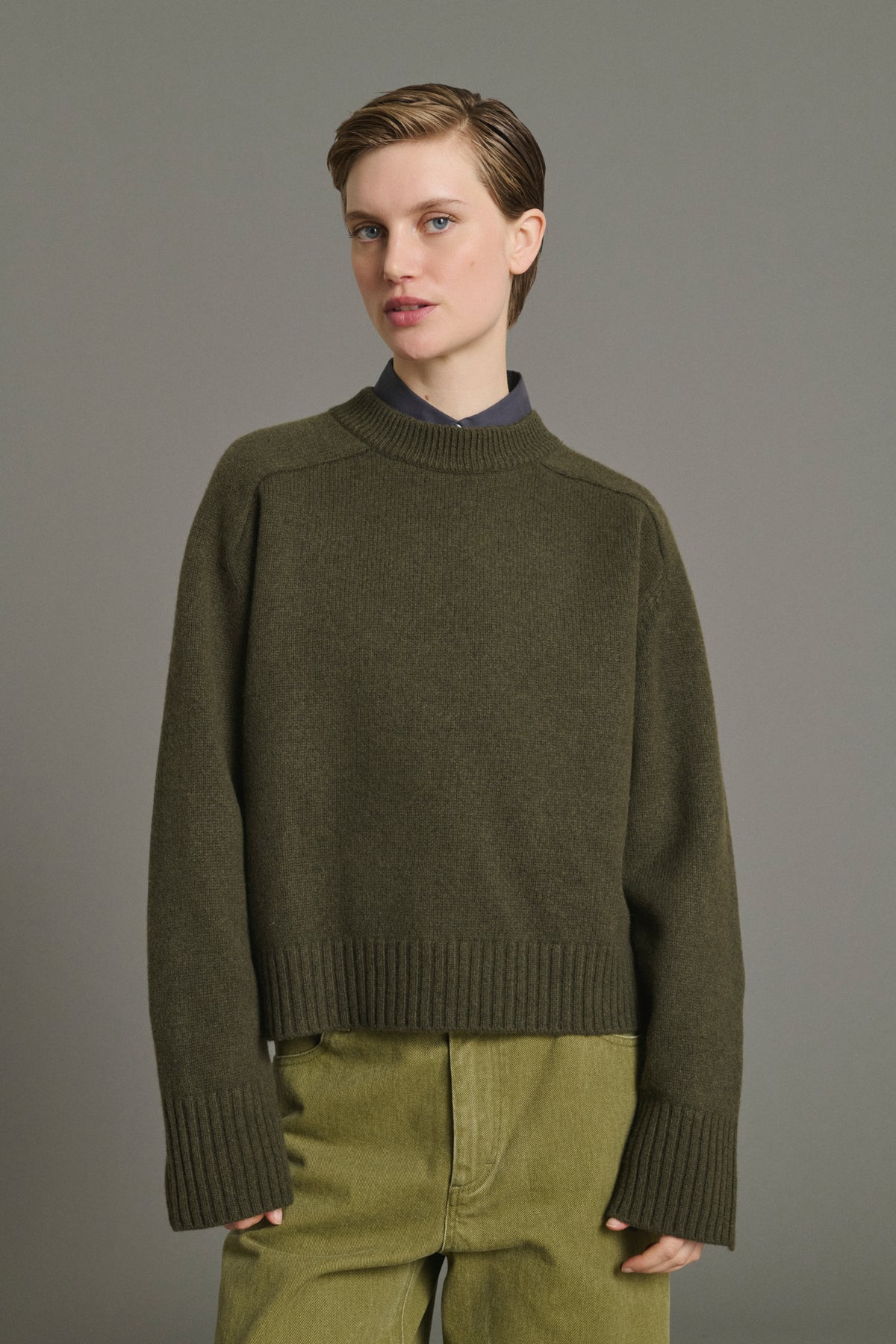 Pull Will - Kaki Chiné - Laine Mérinos - Femme