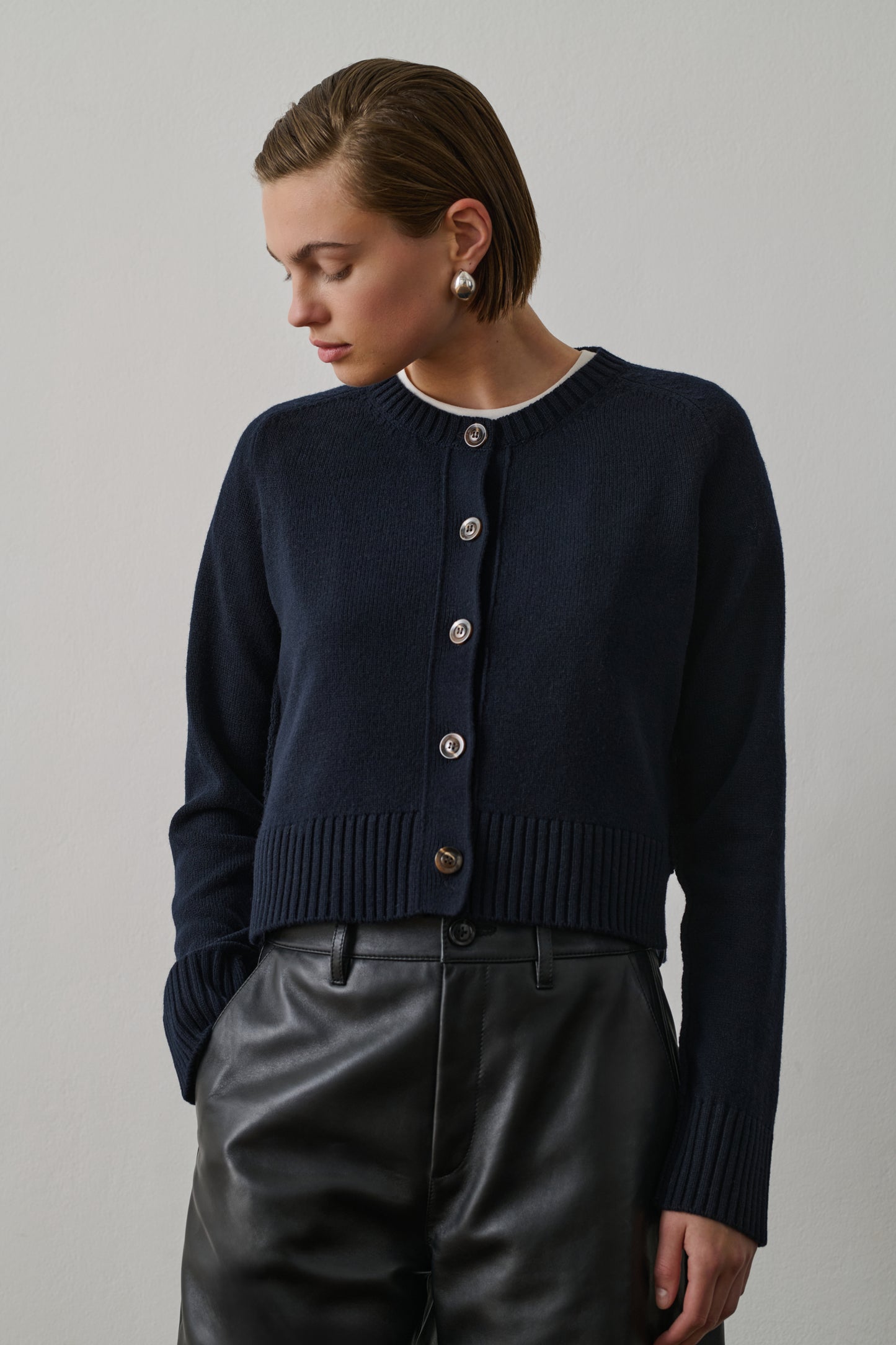 Cardigan Virginia Navy Laine Femme