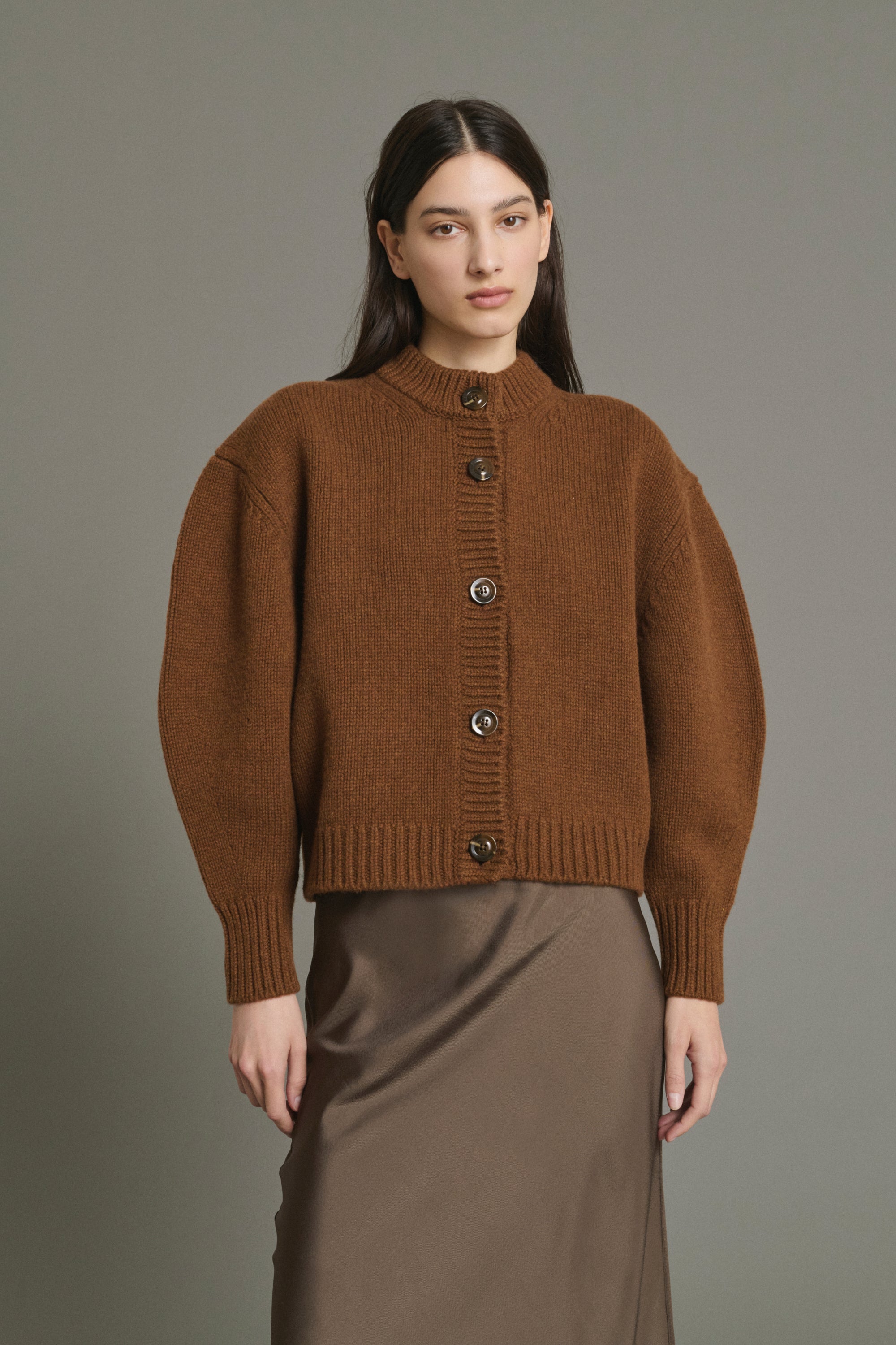 Cardigan Leonard - Caramel Compact Wool Boxy - Soeur
