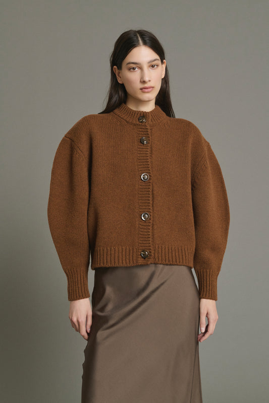 Cardigan Leonard - Caramel - Laine Mérinos - Femme