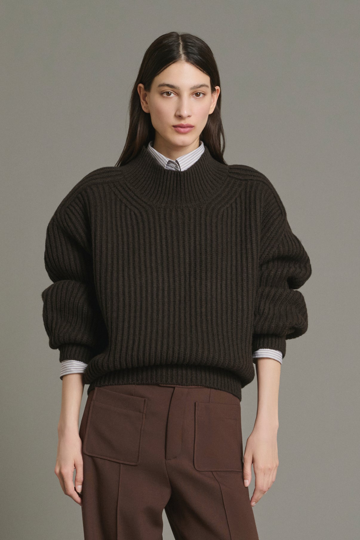 Pull Flamand - Chocolat - Laine Mérinos - Femme vue 2