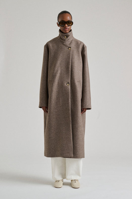 Manteau Germain - Taupe Laine Chevron Oversize - Soeur