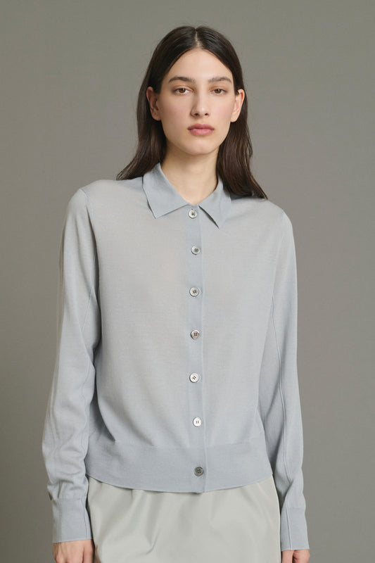 Cardigan Hailey - Bleu Pâle - Laine Mérinos - Femme