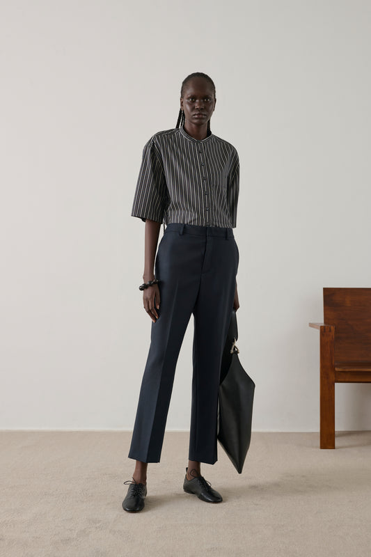 Pantalon Fluide UN JOUR AILLEURS - Laine/polyester Stretch Gris, Taille 40 - Occasion Très Bon état