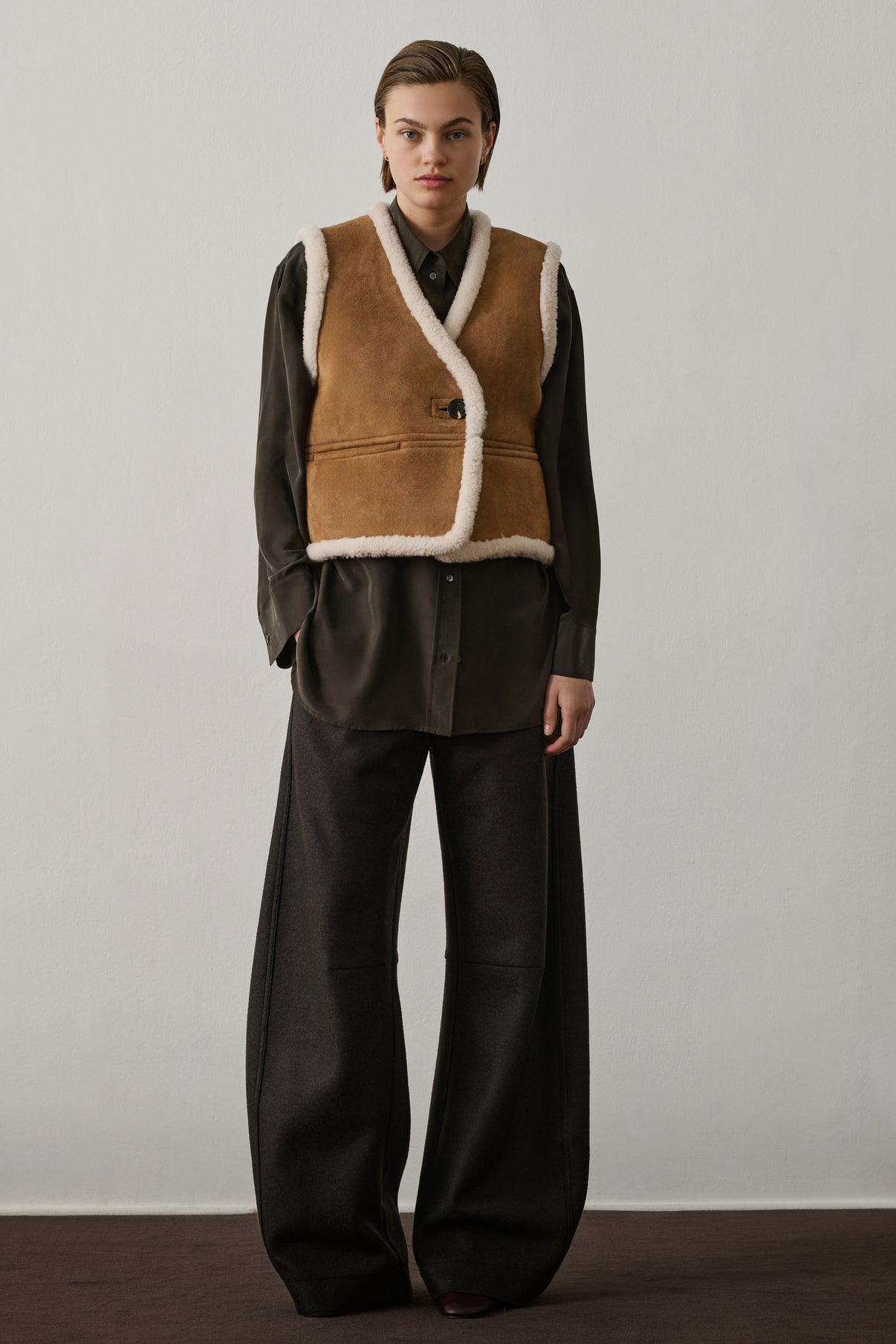 Gilet Sans Manches Pyrenees - Miel - Cuir - Femme vue 4