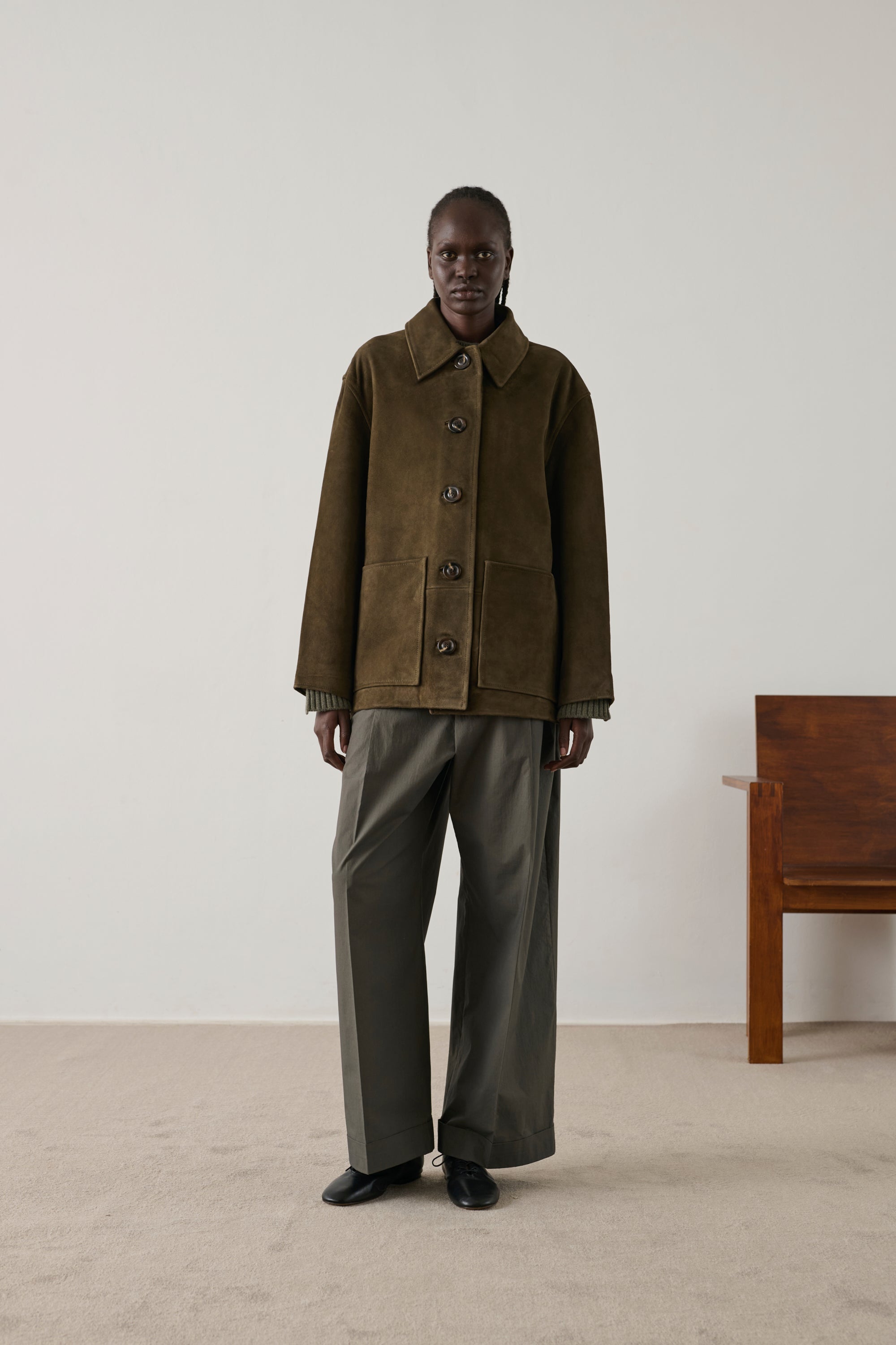 Jacket Vincenzo - Dark Khaki Leather Women - Soeur