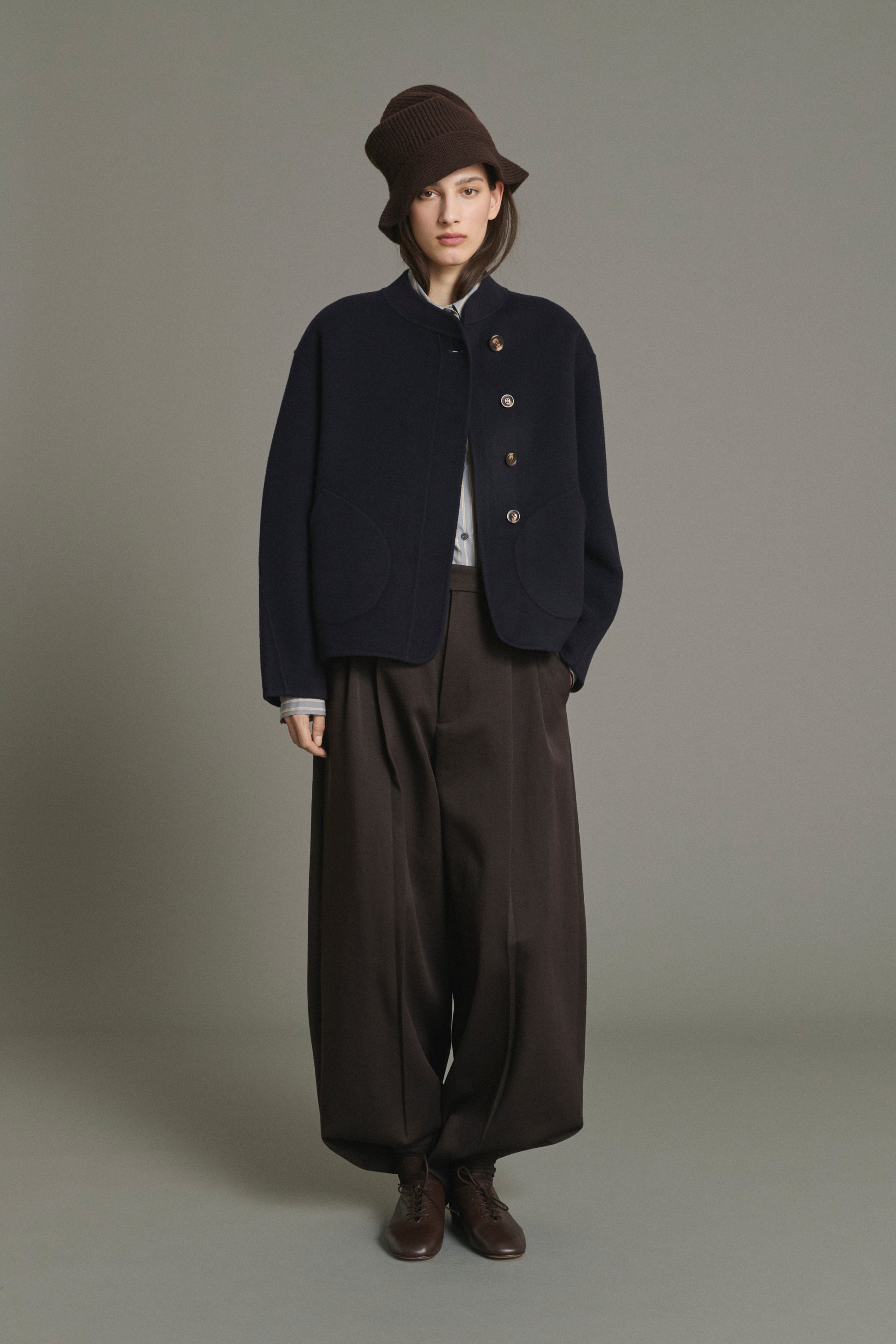 Coat Windsor - Deep Navy Short Wool Women - Soeur