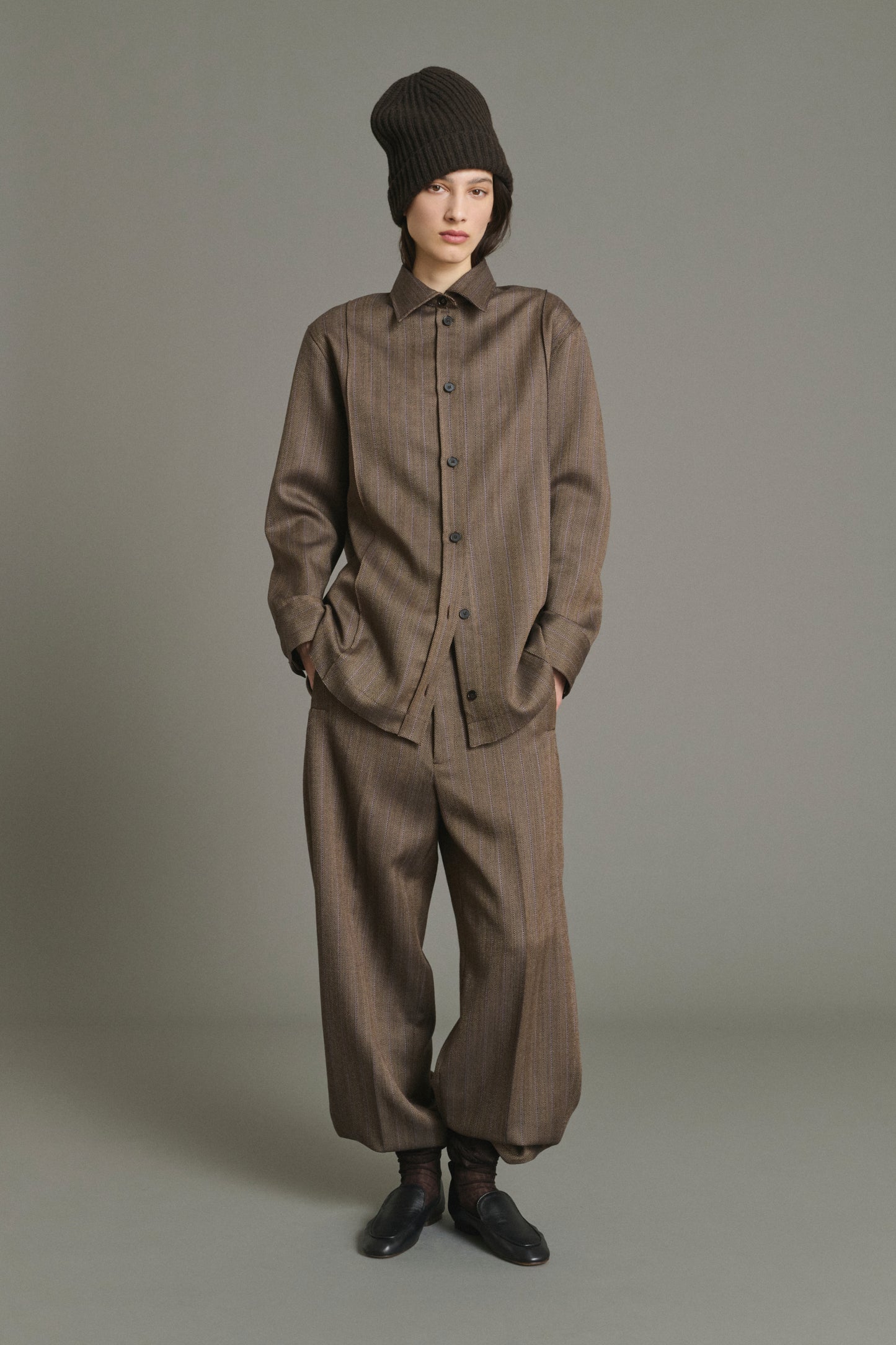 Lisbonne shirt - Brown/Mauve - Wool - Women
