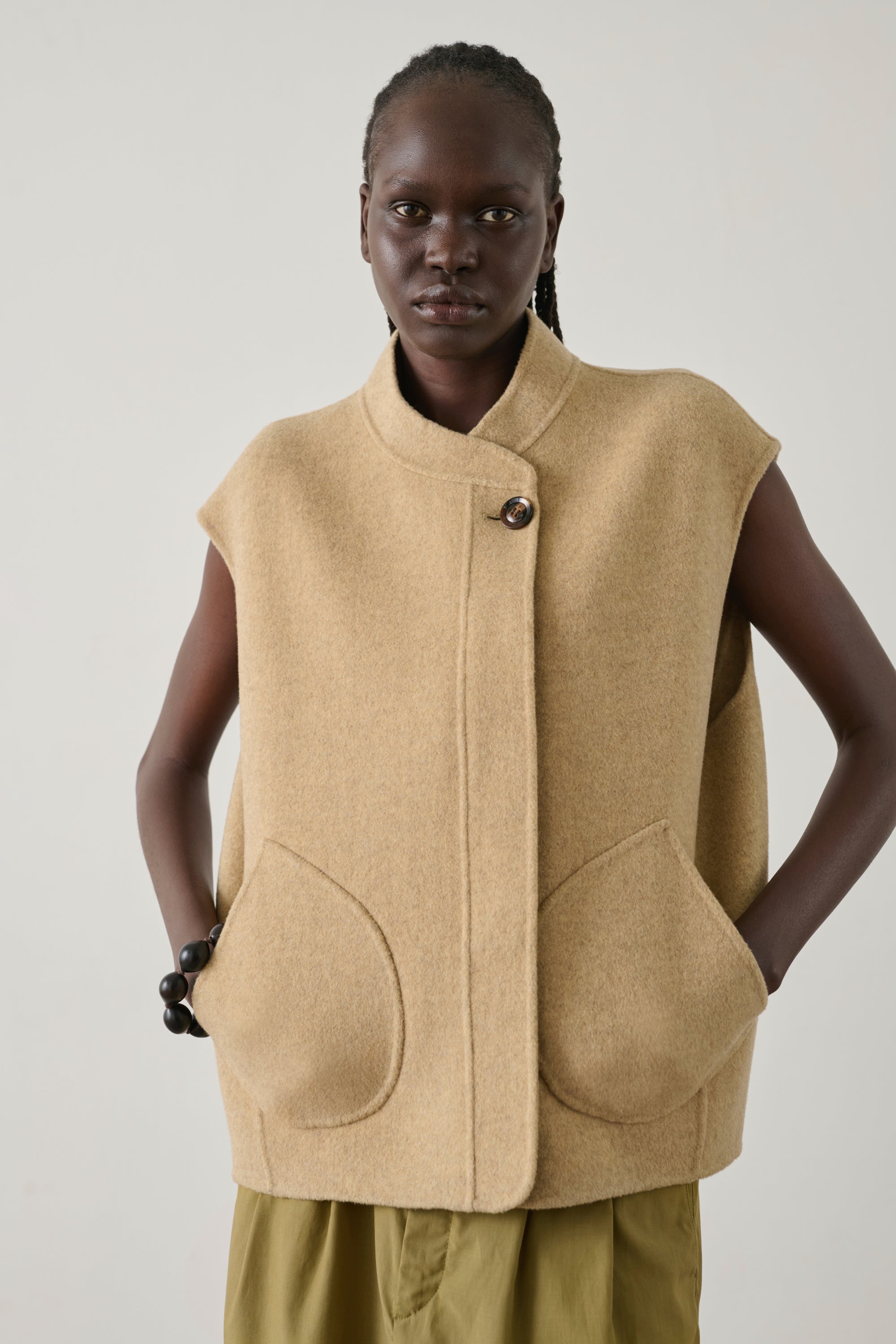 Adeline Vest - Beige Heather Wool Women's - Soeur