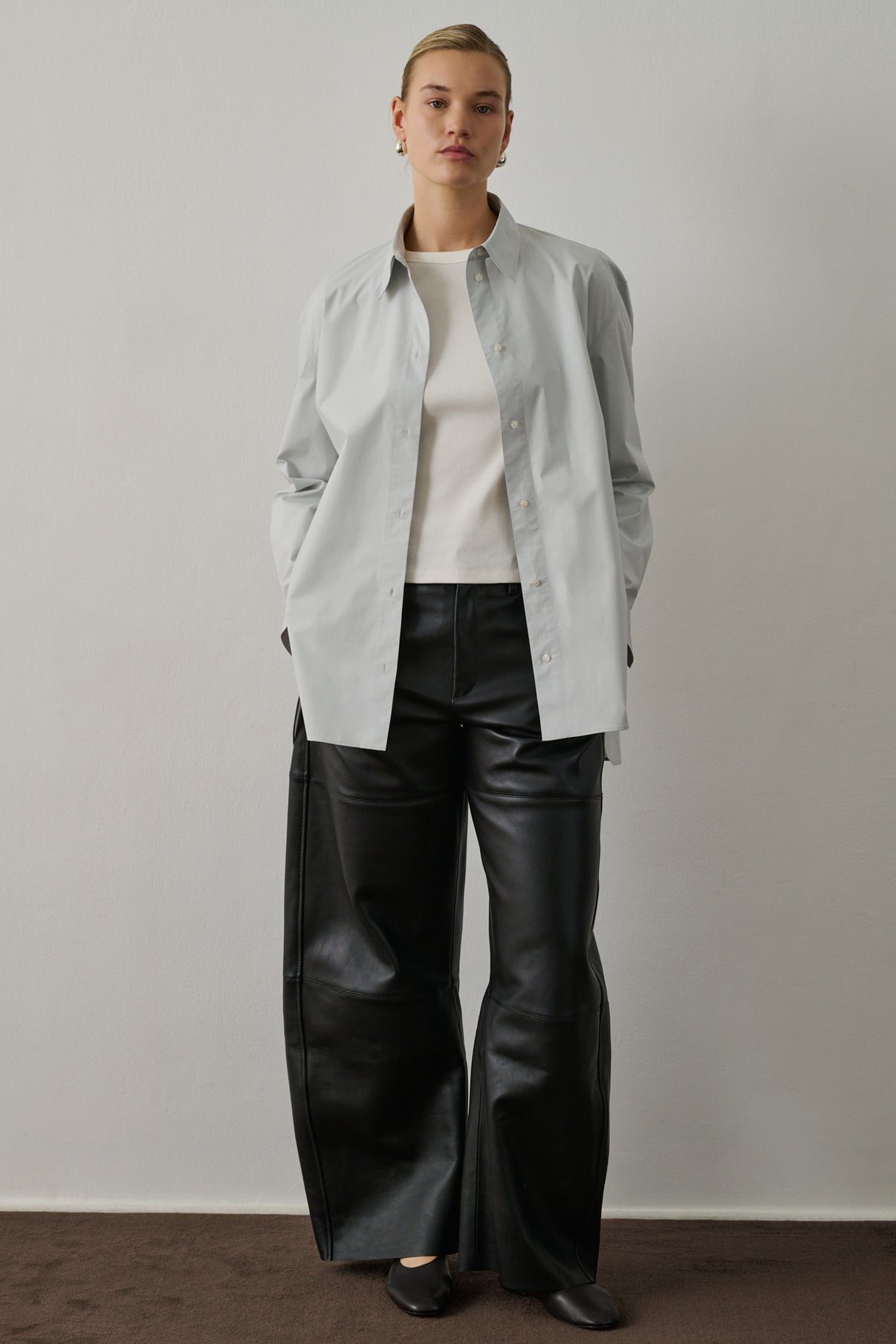 Pantalon Fares - Noir - Cuir - Femme vue 1