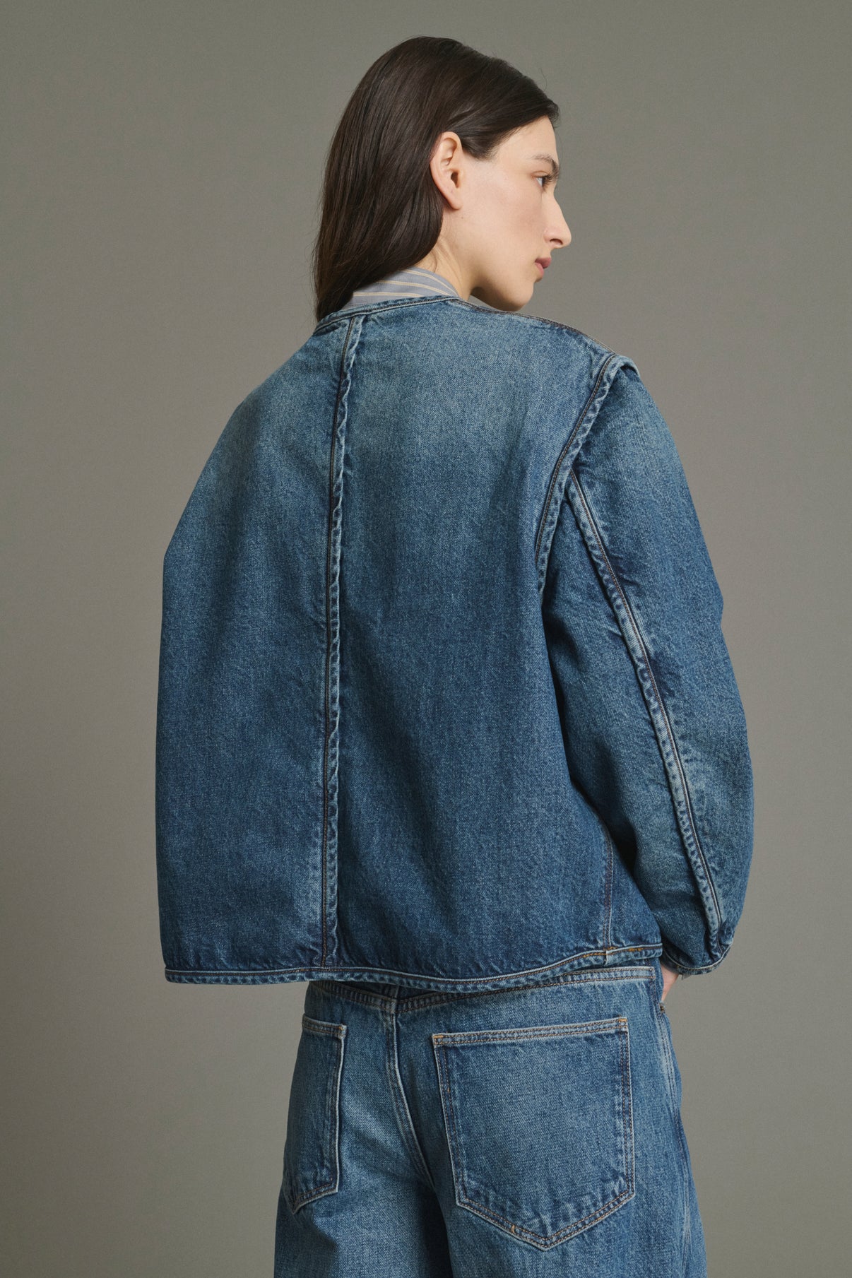 Veste Agatha - Bleu Denim Coton Femme - Soeur vue 3