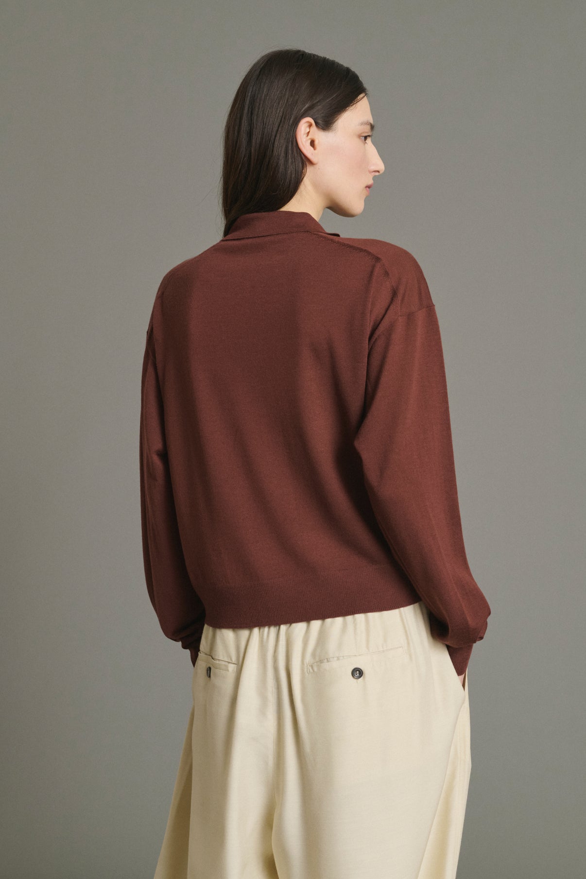 Pull Fleming - Acajou - Laine Mérinos - Femme vue 4