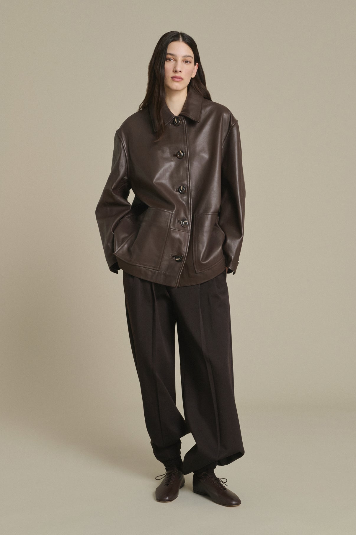 Veste Vincenzo - Taupe Cuir Lisse Femme - Soeur vue 1
