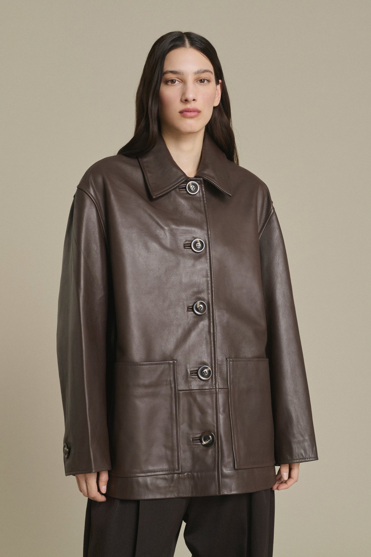 Veste Vincenzo - Taupe Cuir Lisse Femme - Soeur vue 3