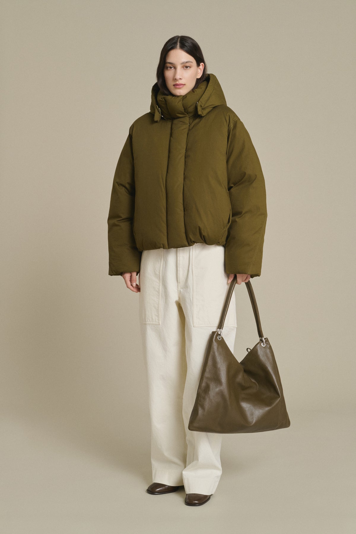 Cabas Gia - Kaki Cuir Lisse à Oeillets Femme - Soeur vue 3