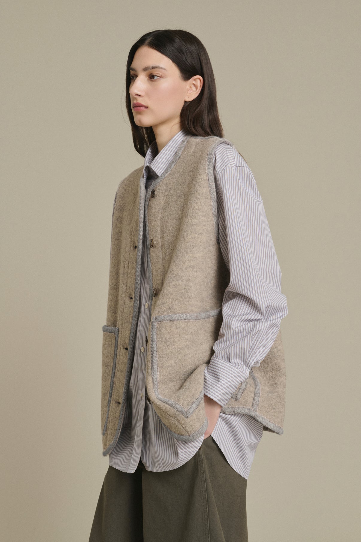 Veste Chicago - Beige/Gris - Laine - Femme vue 3