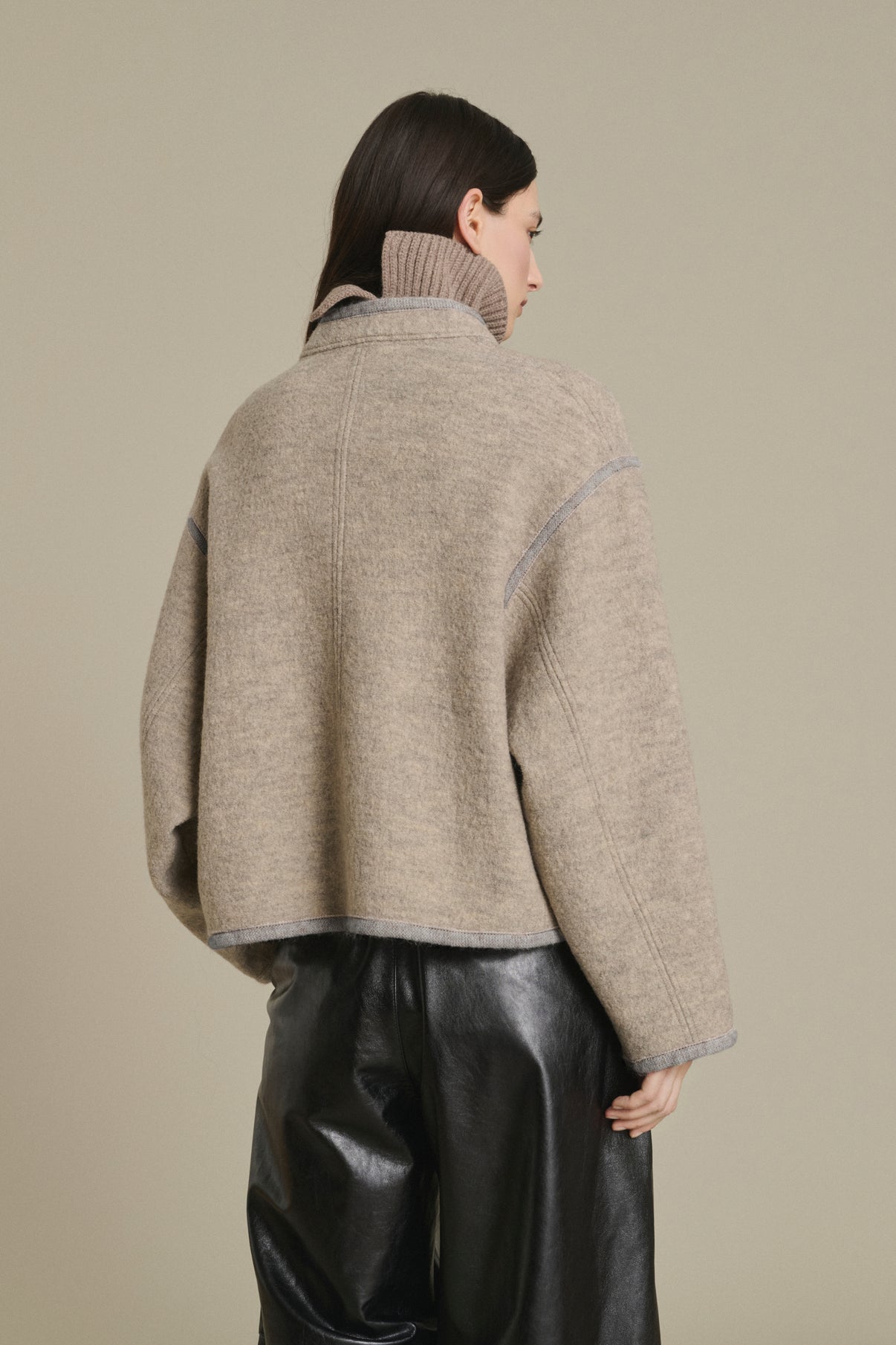 Veste Olympe - Beige/Gris - Laine - Femme vue 4