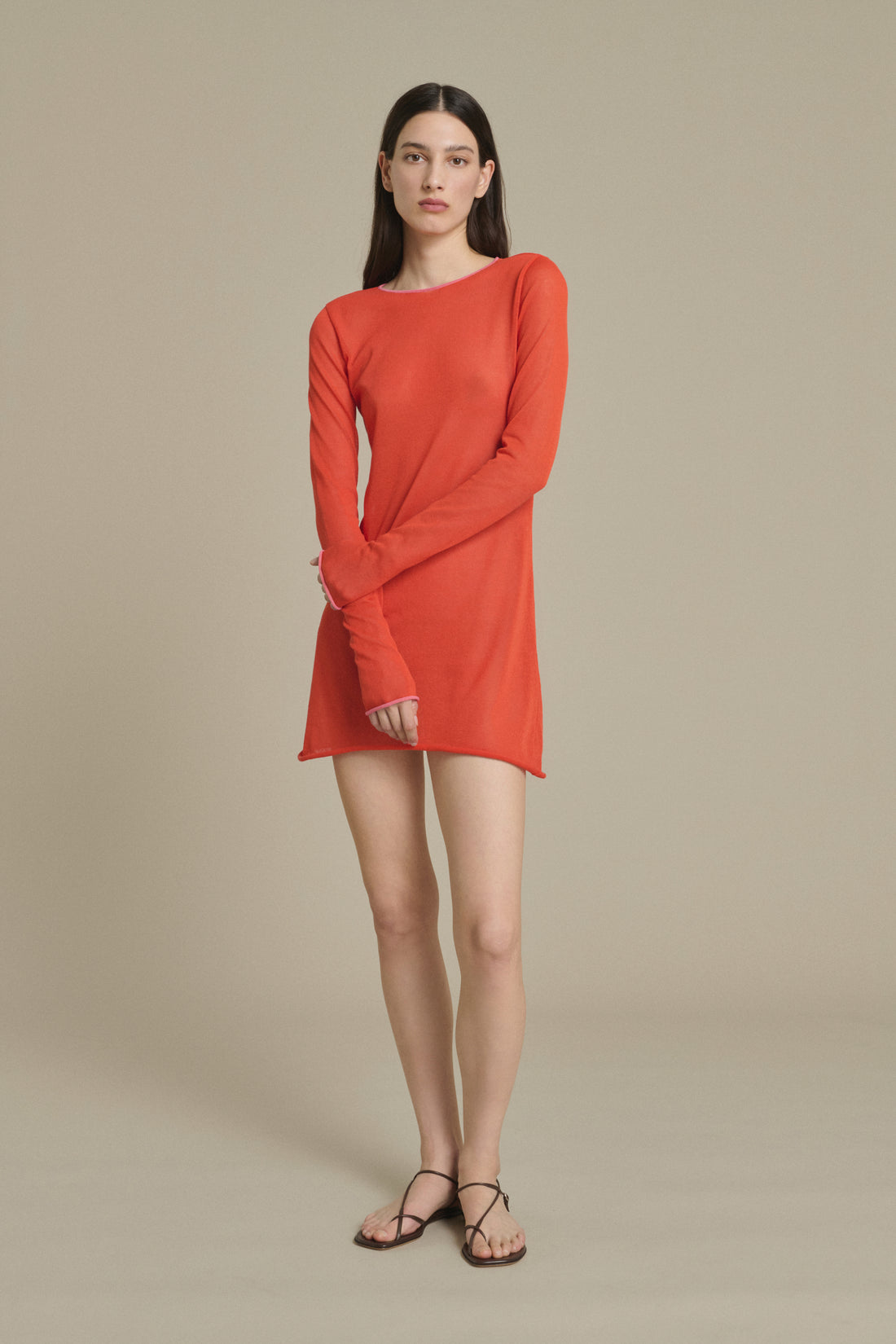 red short dress with sleeves Irene Mini orange-red knit Soeur & TL180 Dresses | Petite | essentialsall Color:Ciel Blue