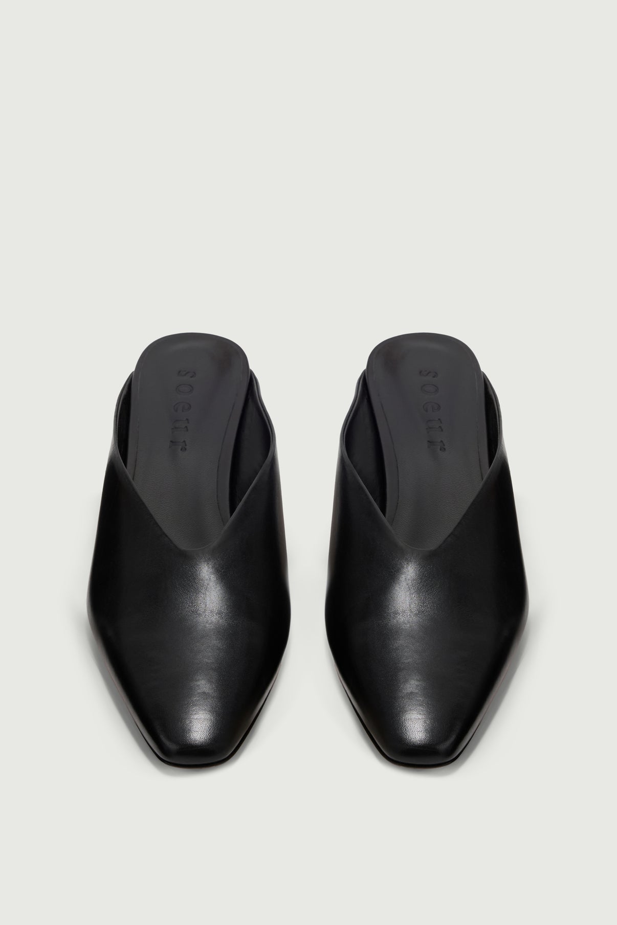 Mules Amalie - Noir Cuir à Talon - Soeur vue 3