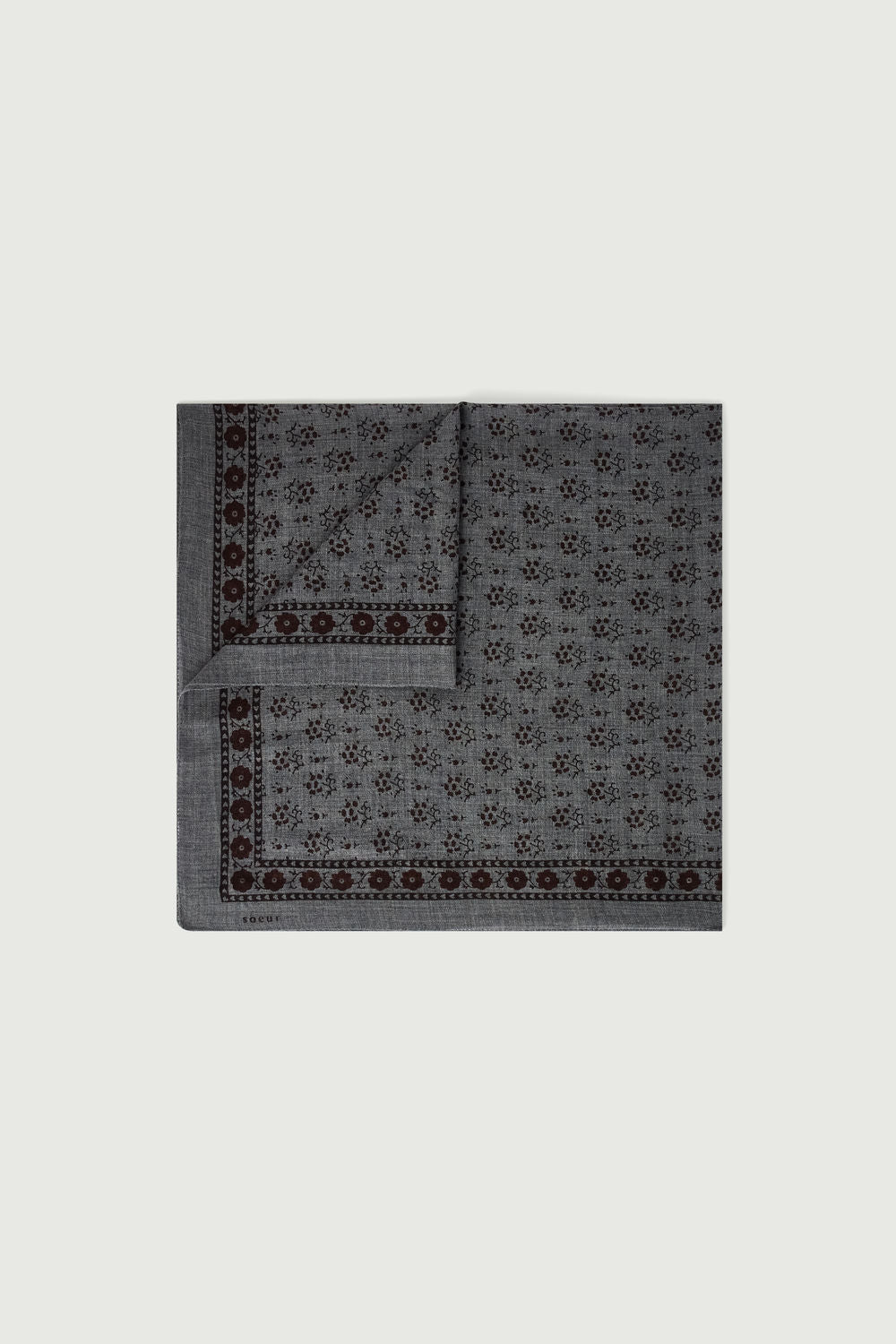 Foulard Classique - Gris Foncé/Marron - Laine - Femme