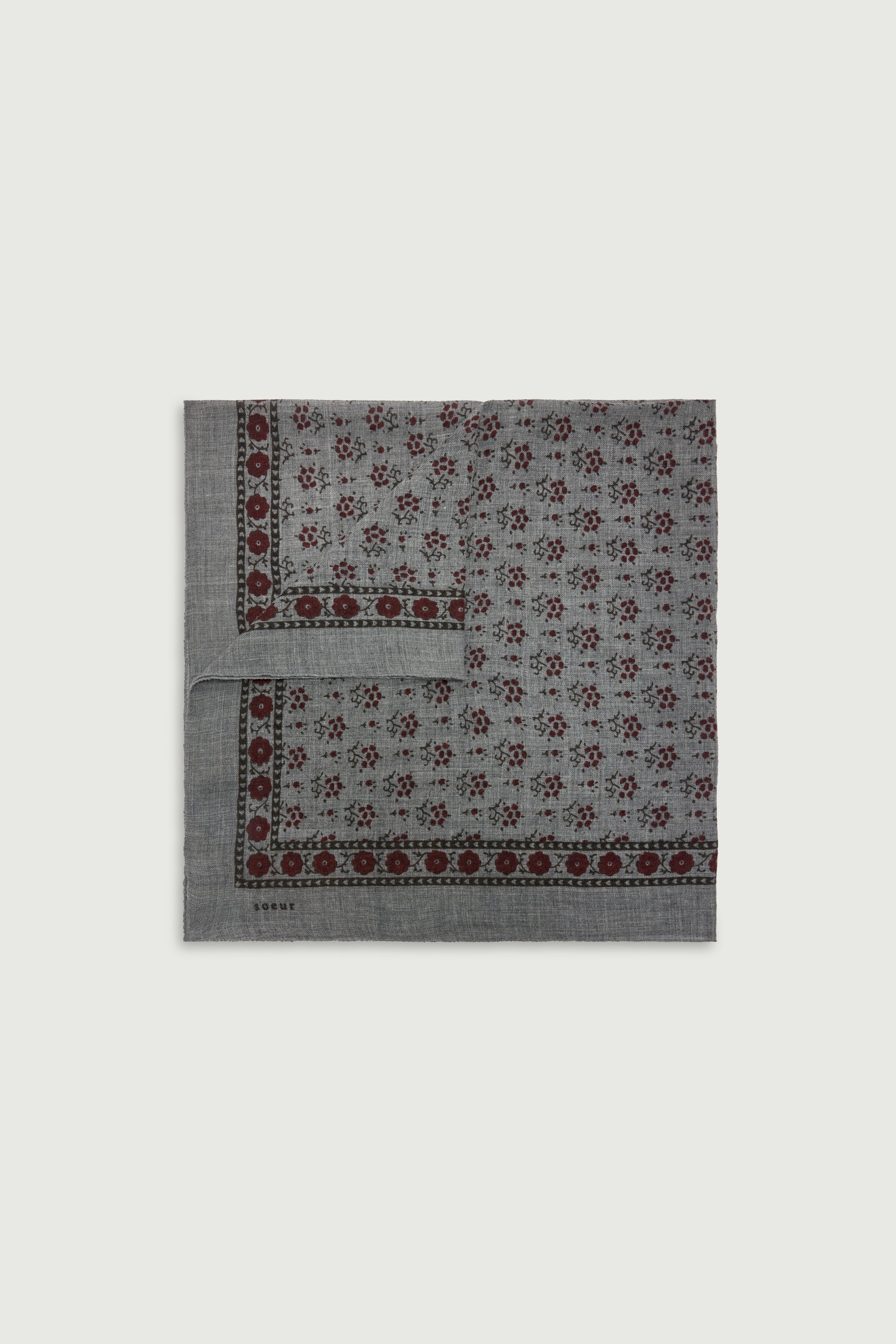Scarf Classic In Wool Gray Dark/Khaki
