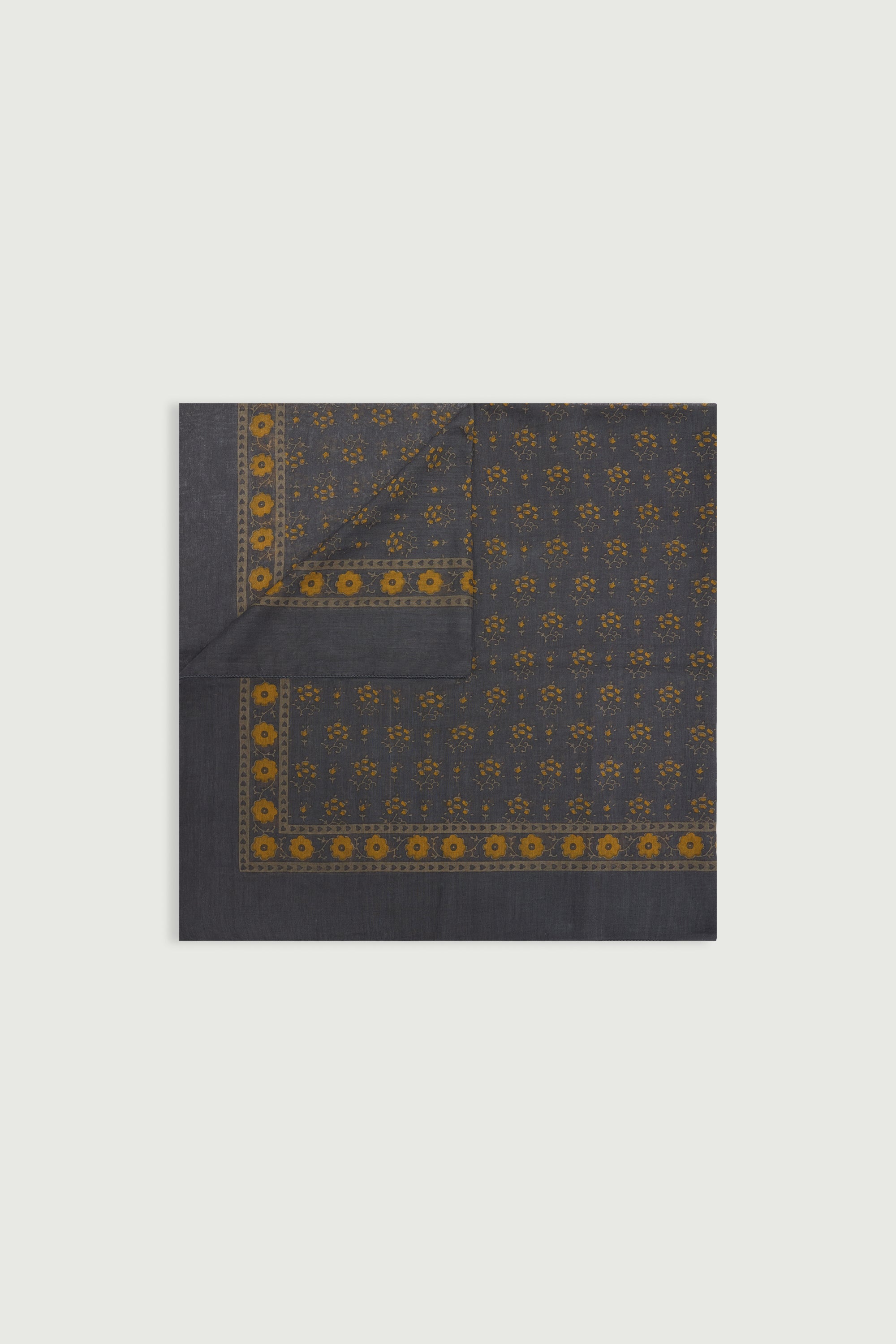 Scarf Classic In Cotton Charcoal/Khaki