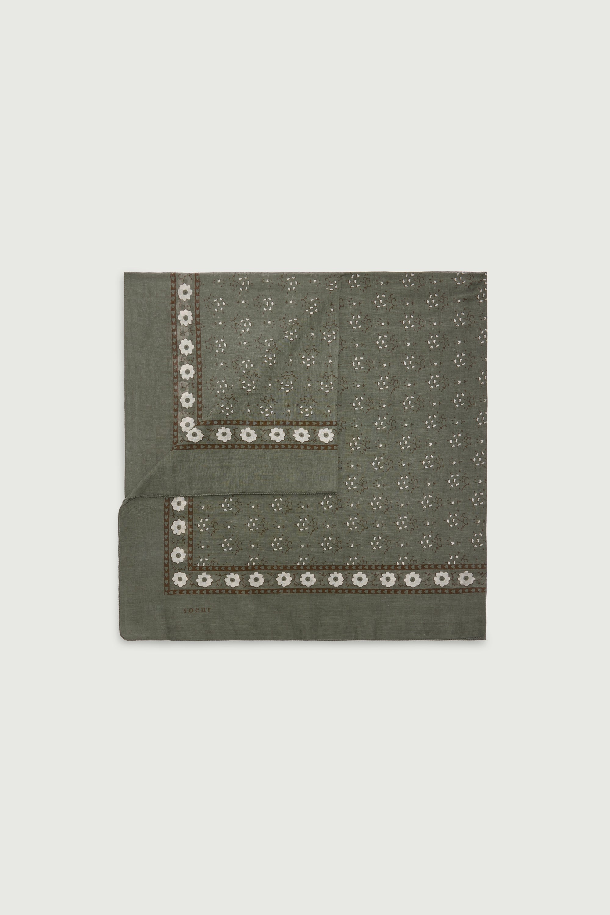 Scarf Classic In Cotton Khaki/Brown