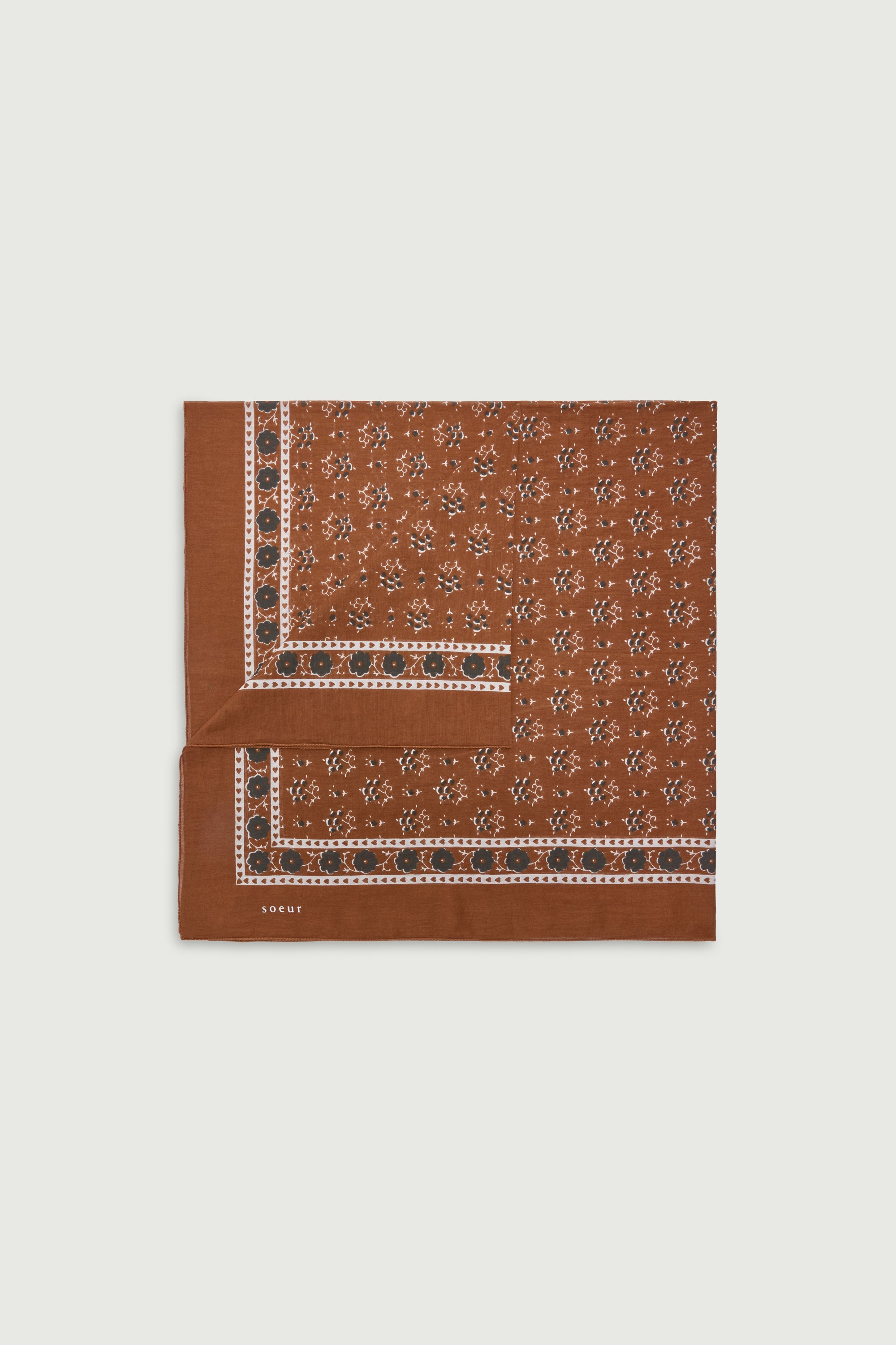 Scarf Classic In Cotton Caramel/Charcoal