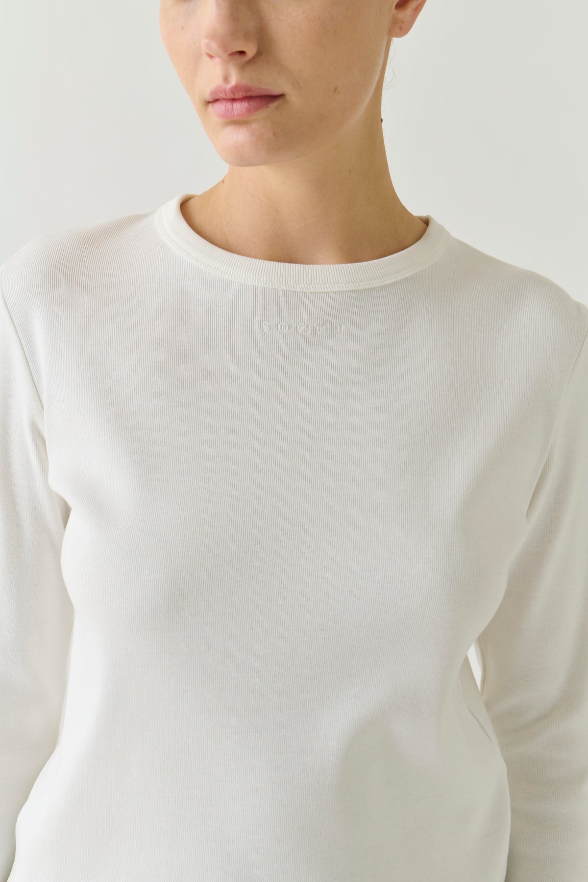 T-Shirt Flavie - Blanco Algodón Orgánico Manga Larga - Soeur