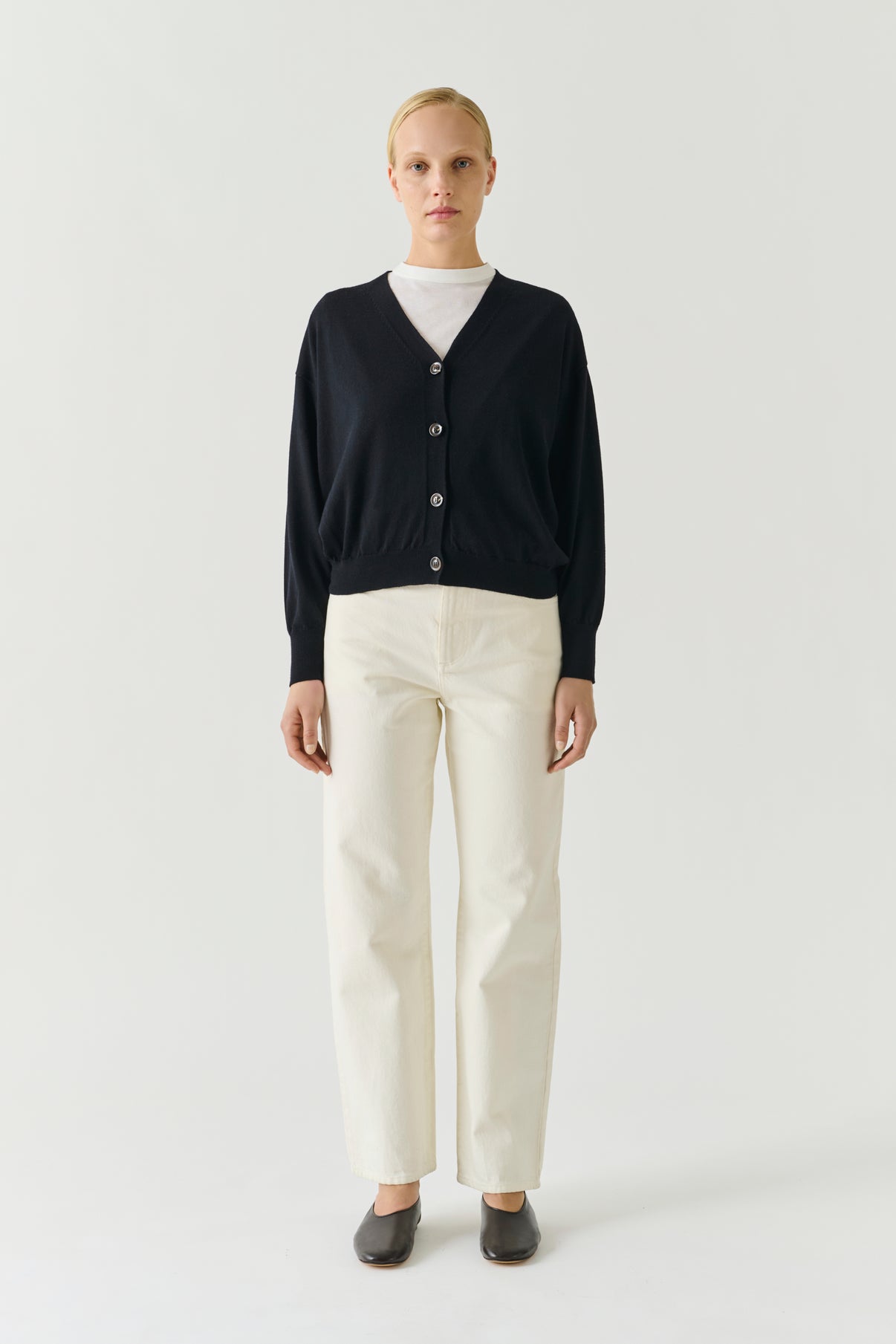 Cárdigan Idem - Negro - Lana merino - Mujer vue 2