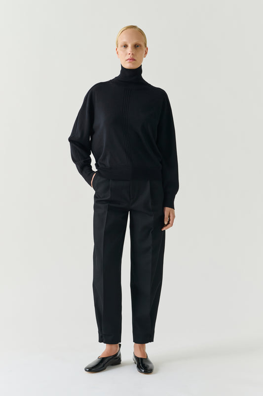 Pull Nord - Noir Laine Mérinos Col Roulé Oversize - Soeur