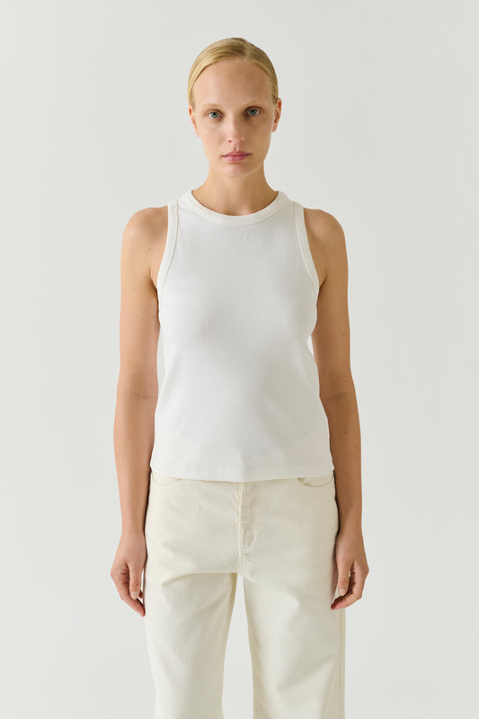 Camiseta de tirantes Dolly - Blanco Algodón Canalé Fino Mujer - Soeur