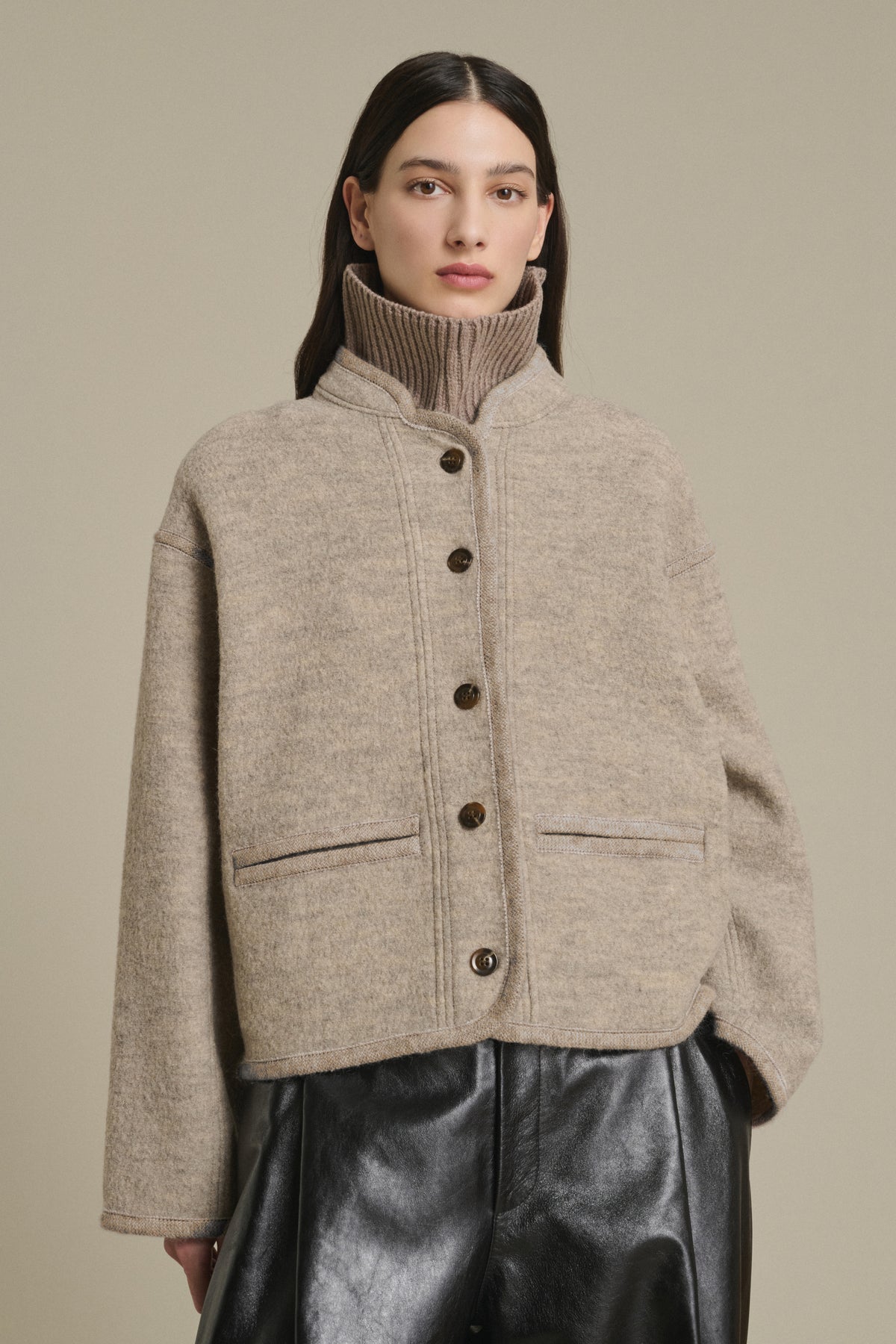 CHAQUETA OLYMPE BEIGE/GRIS vue 1