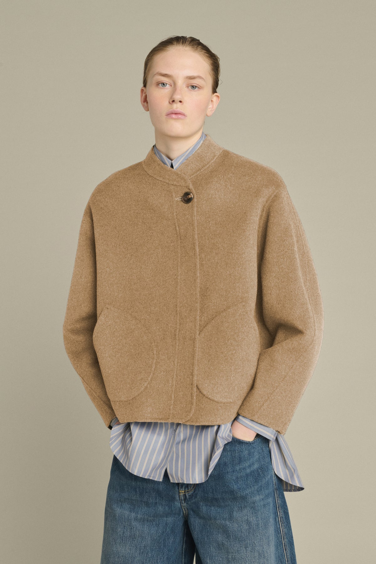 MANTEAU WINDSOR CAMEL CHINÉ vue 1