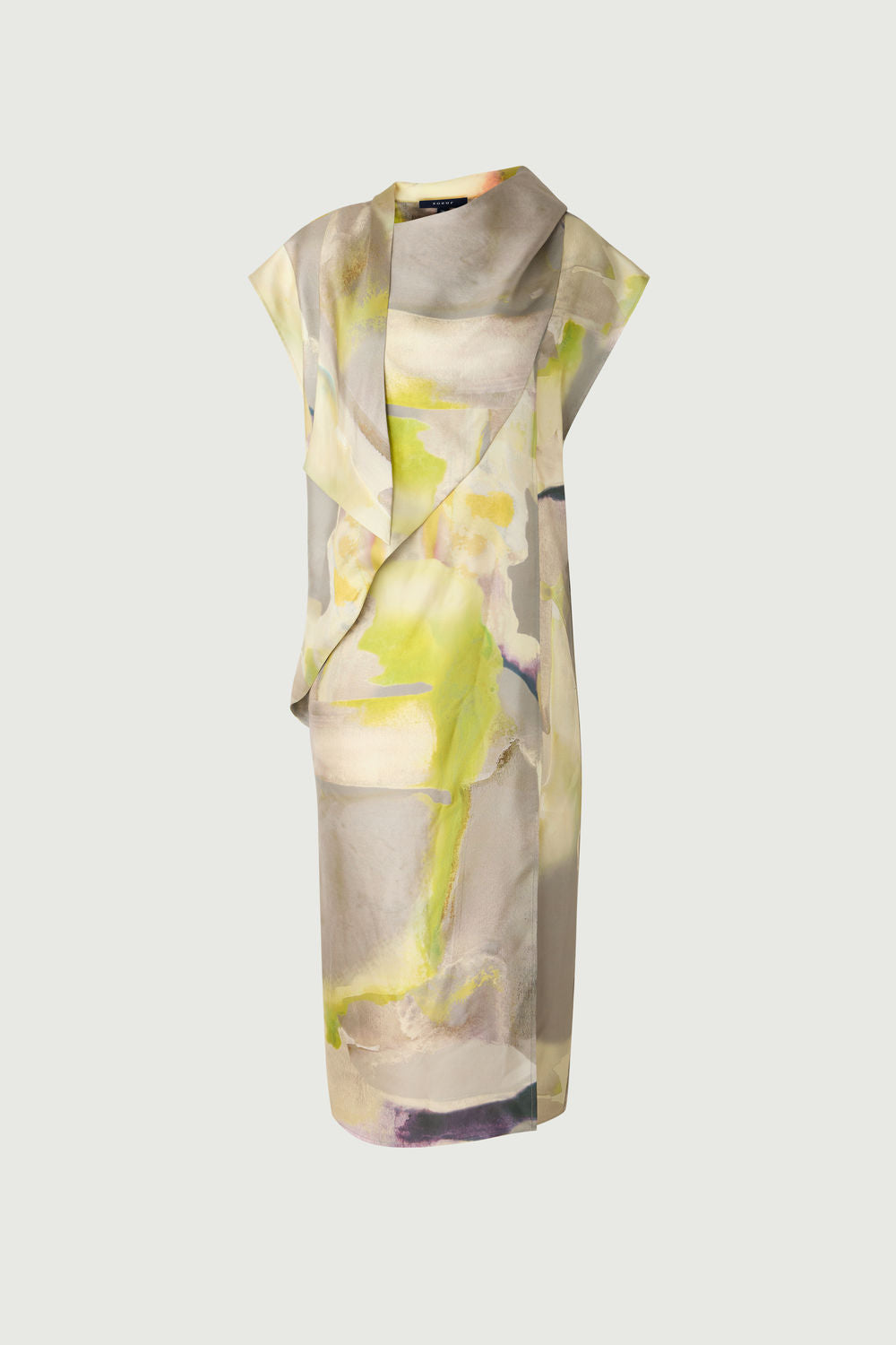 Iberis Dress - Yellow Silk Stand Collar Long